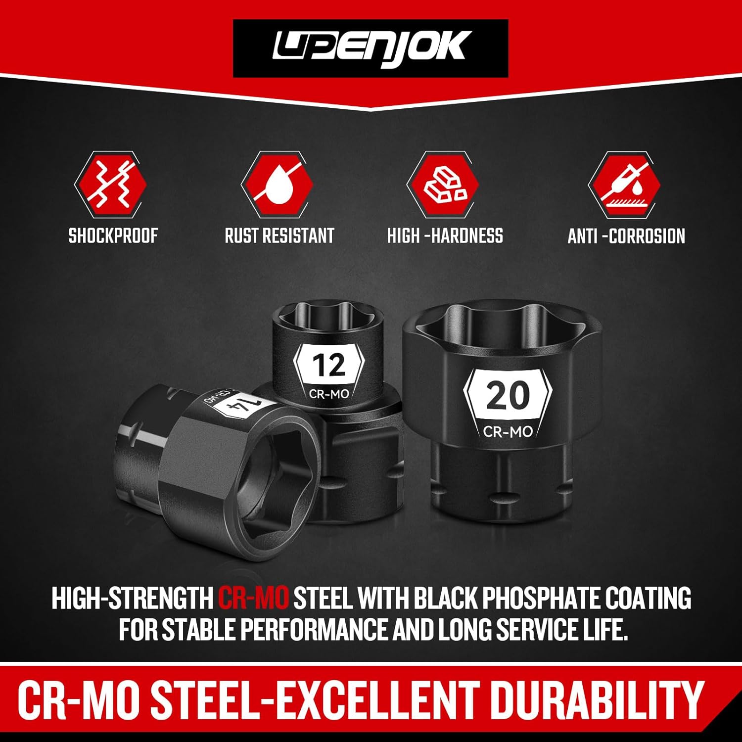 ZHAX 15-Piece 1/2" Drive Metric Low Profile Nano Impact Socket Set 10-24mm, Cr-Mo,6-Point,Stubby Socket Set for Tight Spaces