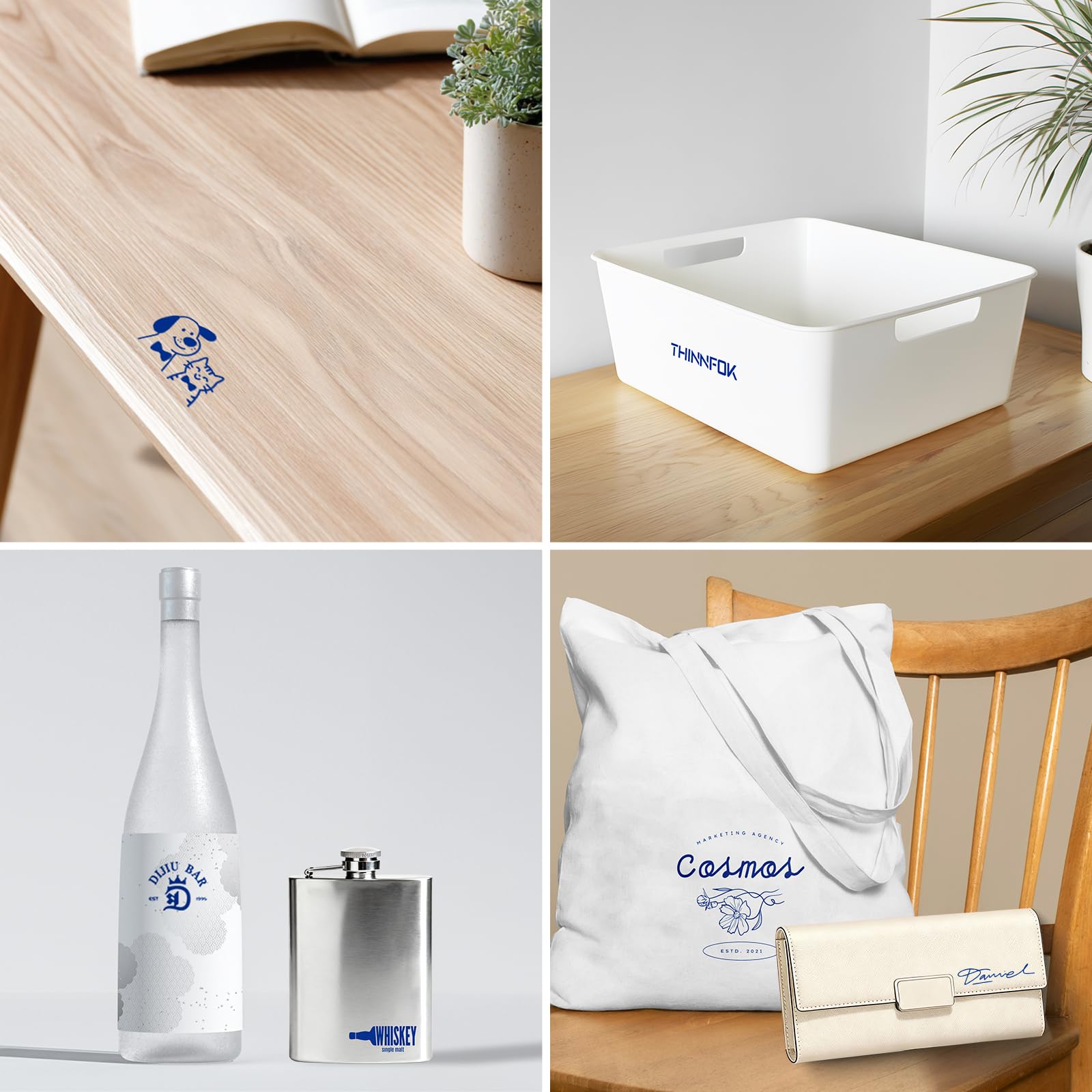 Mini-Handdrucker, tragbarer Tintenstrahldrucker, Druck auf Papier, Holz, Kunststoff, Metall, Kleidungsglas, App für individuellen Text, Barcodes, QR-Code, Barcode, Bilder, Logo, Etikett (blaue