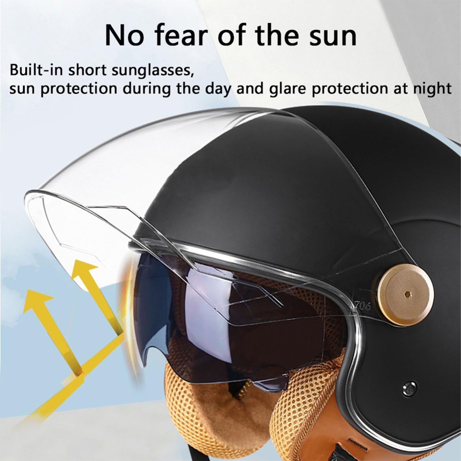 3/4 Cara Abierta Casco de Moto, Vendimia Scooter Motocicleta Jet Medio Casco, con Gafas Dobles Forro Cómodo Orejeras, Dot/ECE Certificado, para Adulto Hombres Mujeres