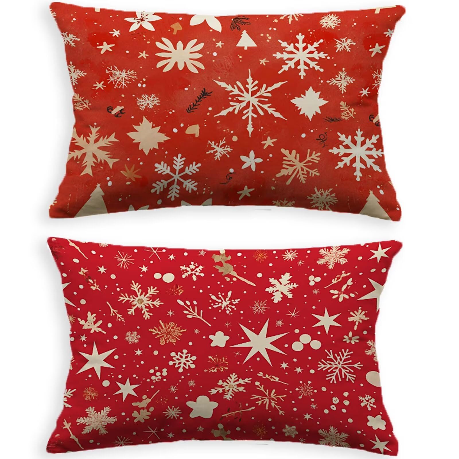 Housse de coussin rouge 40x80 cm en velours doux avec zip pour canapé