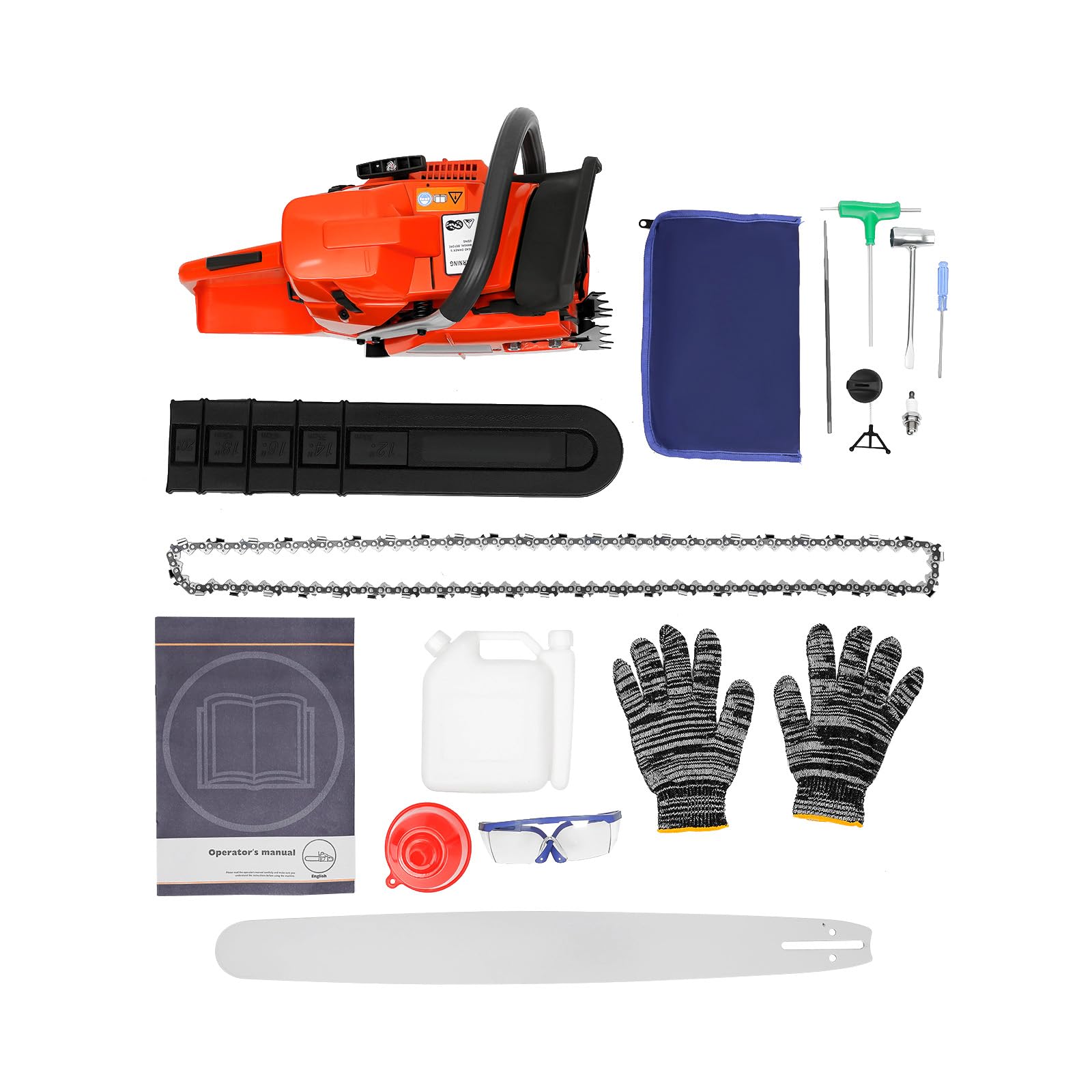 Motosierra de gasolina de 71 cc, 3,9 kW, motor de 2 tiempos con espada y cadena, refrigerada por aire, diámetro de corte de 71 cm, motosierras profesionales de gasolina para corte en madera, jardín