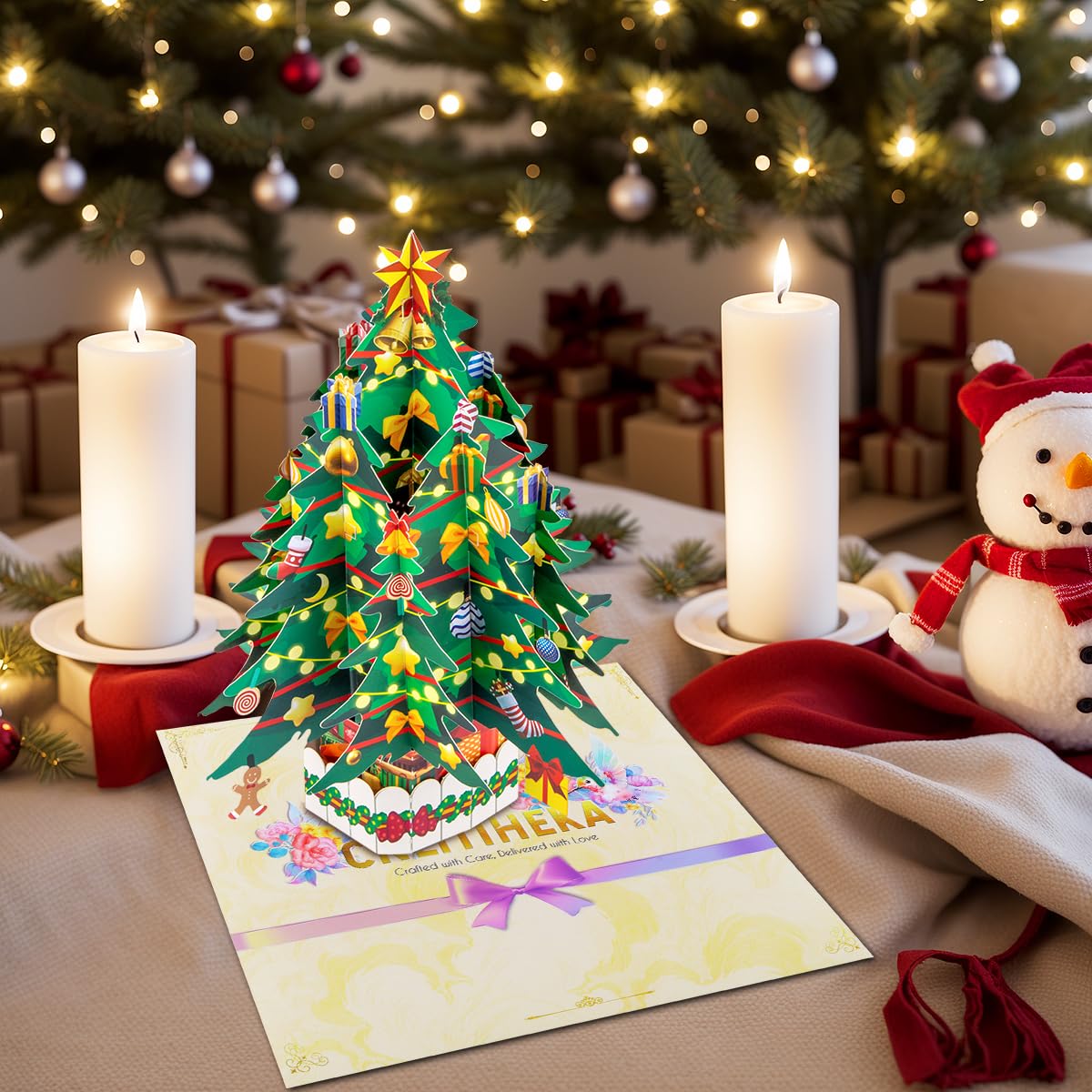 CNLITIHEKA Christmas Tree Pop Up Card, 3D Popup Christmas Cards, Xmas Tree Cards, Gift for Xmas or Holidays with Envelope - Image 4