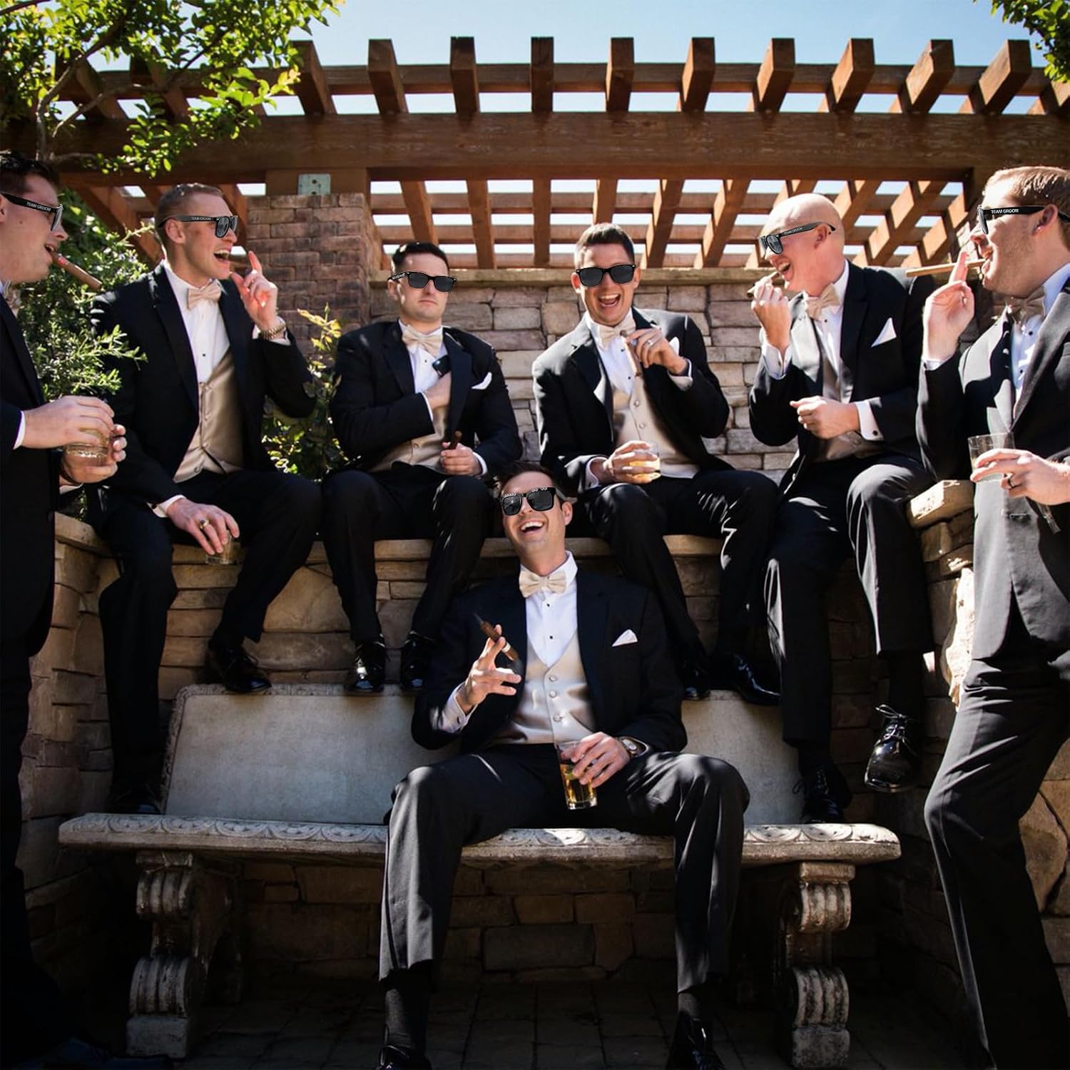 CUBACO Wedding Decor Groomsmen and Groom Sunglasses Bachelorette Party Accessories for Groom,Team Groom Last Toast on The Coast Bachelorette Groomsmen Gifts Wedding Favor