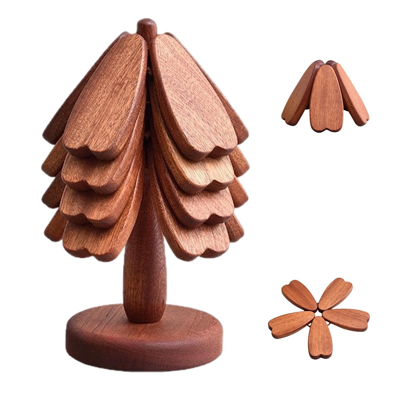 Dessous de Plat en Bois Sapin de Noël Tapis en Bois Résistant À La Chaleur