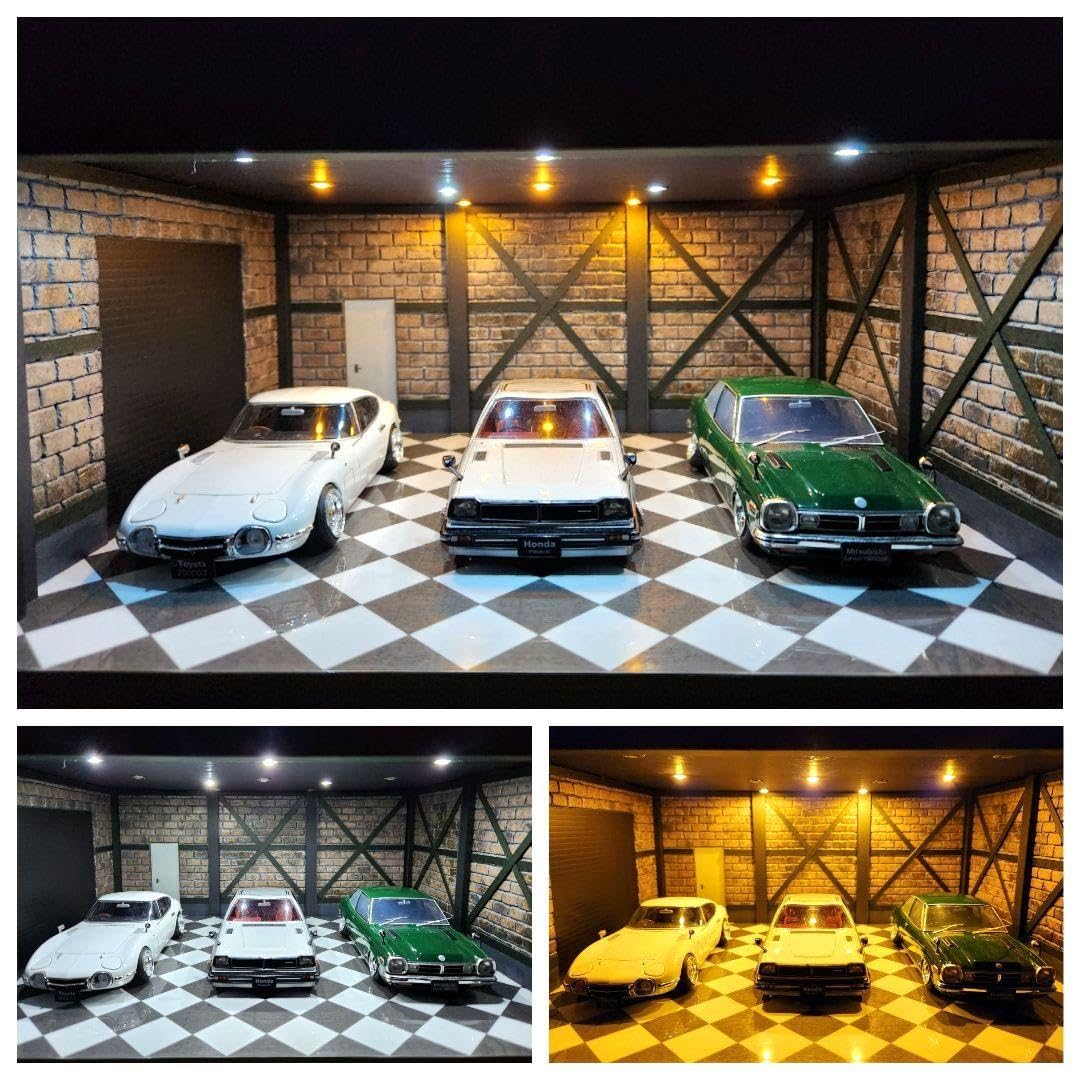 Amazon.co.jp: 124 2色LED照明 ミニカー ガレージ ジオラマ ショー 