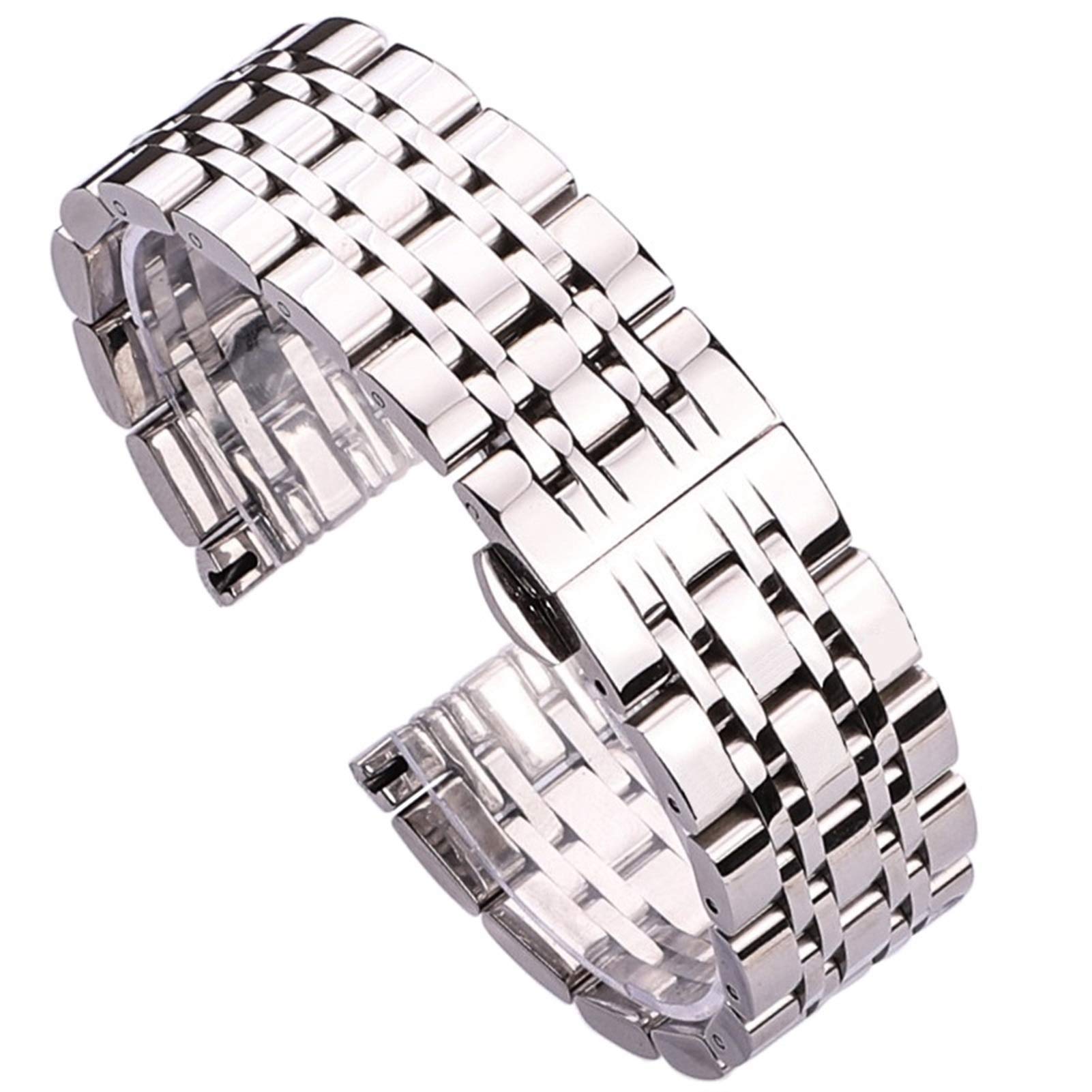 Paski zegarkowe 18 mm 20 mm 22 mm stal nierdzewna pasek pasek Srebrny wypolerowany męski zamiennik metalowy pasma bransoletki akcesoria bransoletki