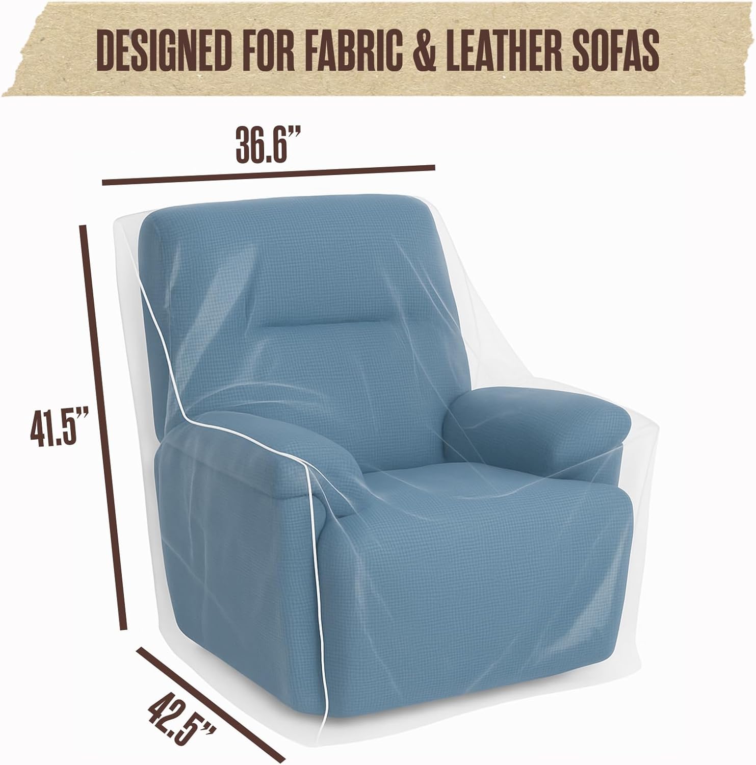 Houseables Plastic Recliner Cover, Armchair Covers, Recliner Chair Protector, Plastic Furniture Protectors, Chair Storage Bag, Armchair Slipcover, Vinyl, Waterproof, Cat Proof, Clear, Pet, Moving, 2PK