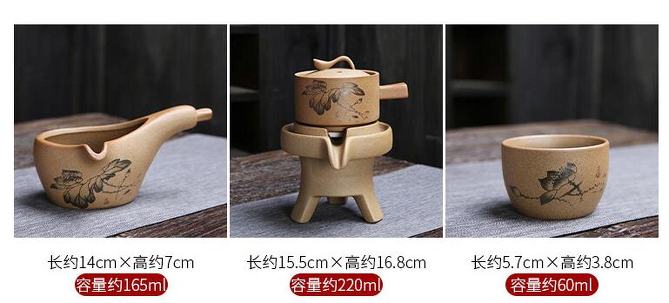 Service à thé Automatique Chinois pour la Maison, théière en céramique créative avec Pierre à broyer, Service à thé Rotatif