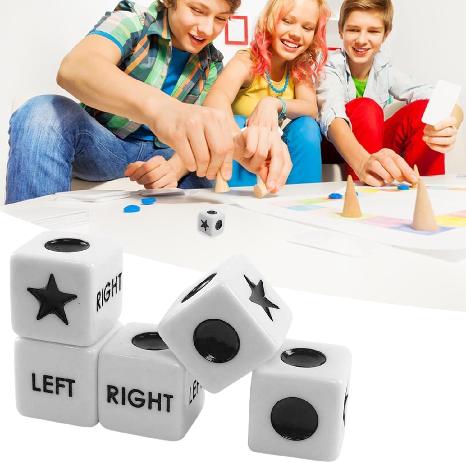 5Pcs Left Right Center Dice Six Sided 16mm Standard Size Acrylic Dice Easy to Grip Game Dice Games Standard Game Dice Dice Games - Image 2