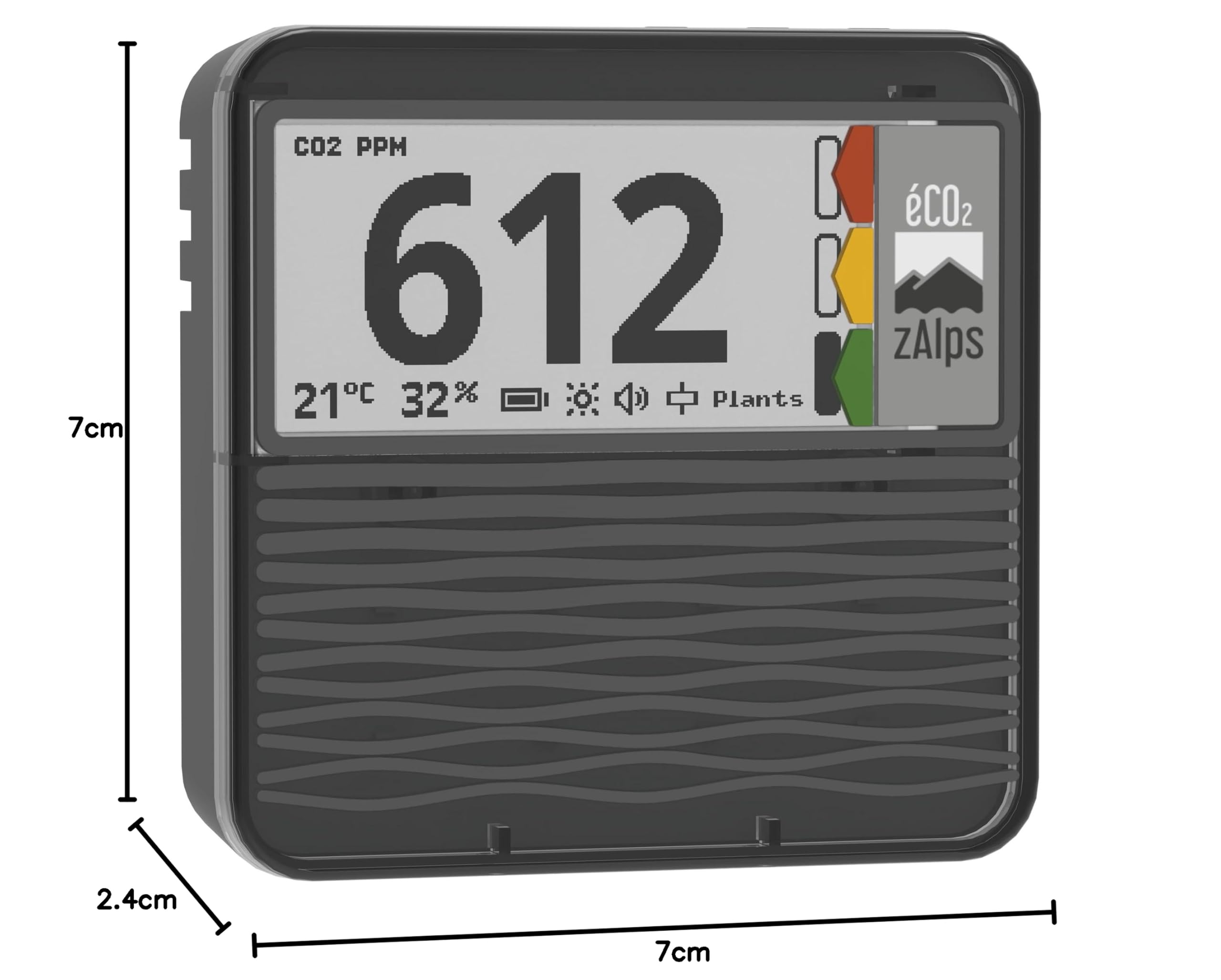 éCO2 - Moniteur de Qualité de l'Air Intérieur - Détecteur CO2 Précis et Durable - Capteur CO2, Température et Humidité - Autonome et Portable - Parfait pour Maison/Bureau/École