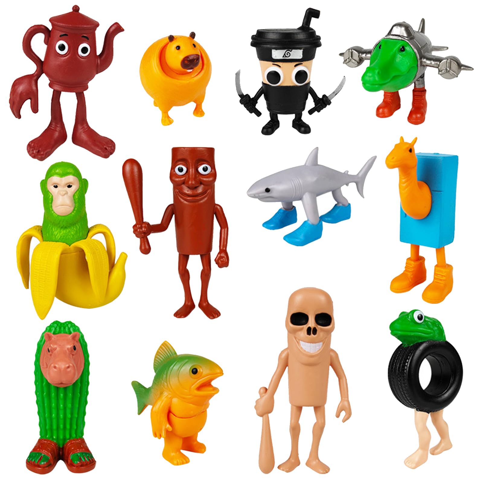 DAVBNM 12PCS Italian Brainrot Action Figures Set, Tung Tung-Tung Sahur Figures, 1.8-3.3IN Funny Collectible Figure - Image 2
