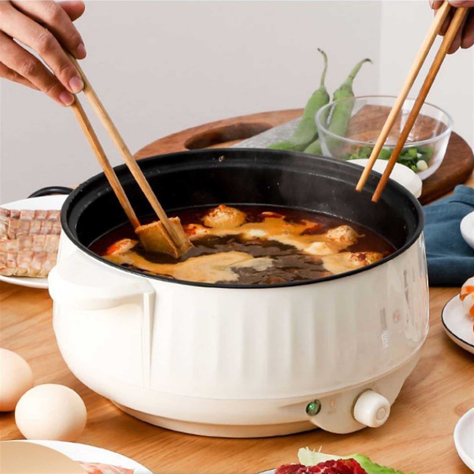 Olla for Sopa Olla eléctrica for el hogar Olla Caliente eléctrica Una Olla for cocinar y freír Olla eléctrica de Gran Capacidad Olla eléctrica Antiadherente Multifuncional for cocinar
