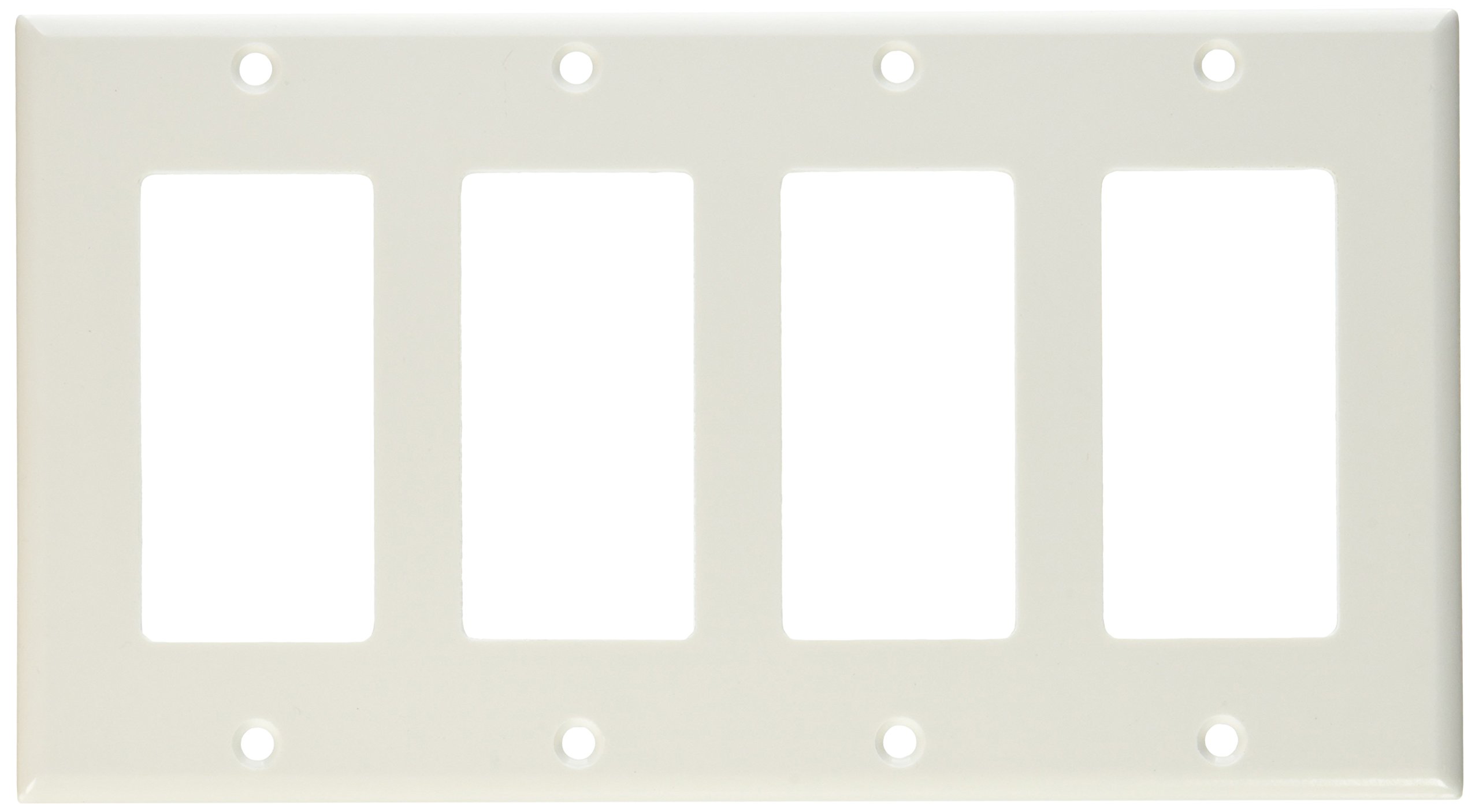 Leviton 80412-W 4-Gang Decora/GFCI Device Decora Wallplate