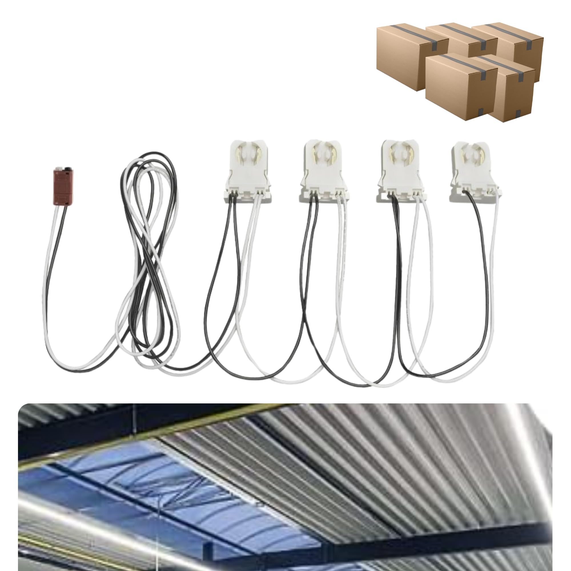 Satco (50 Pack) 4-Light Ballast Bypass Wiring Harness; Part Number 80-2629; for use with Single-Ended Ballast Bypass LED Lamps; Linear Led T8 Lamps