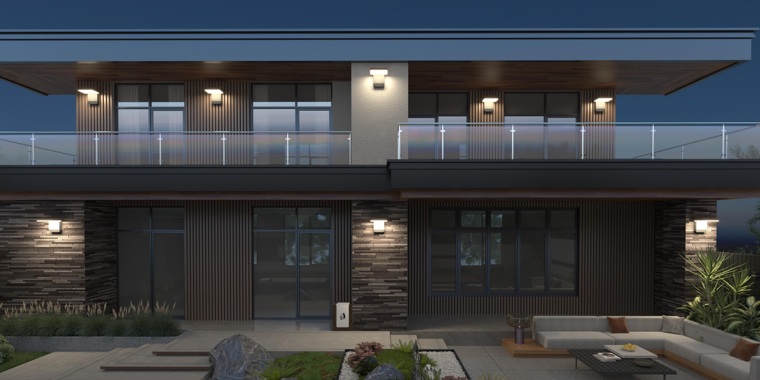 K-Bright 2 pcs applique da esterno, Angolo di regolabile Antracite | 4000 K LED applique da esterno/interno, applique da esterna impermeabile IP54 per balcone, garage, lampada per giardino