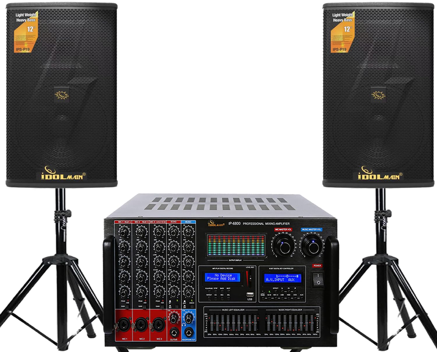 IDOlmain 8000W Console Mixing Amplifier with Bluetooth and Dual 12