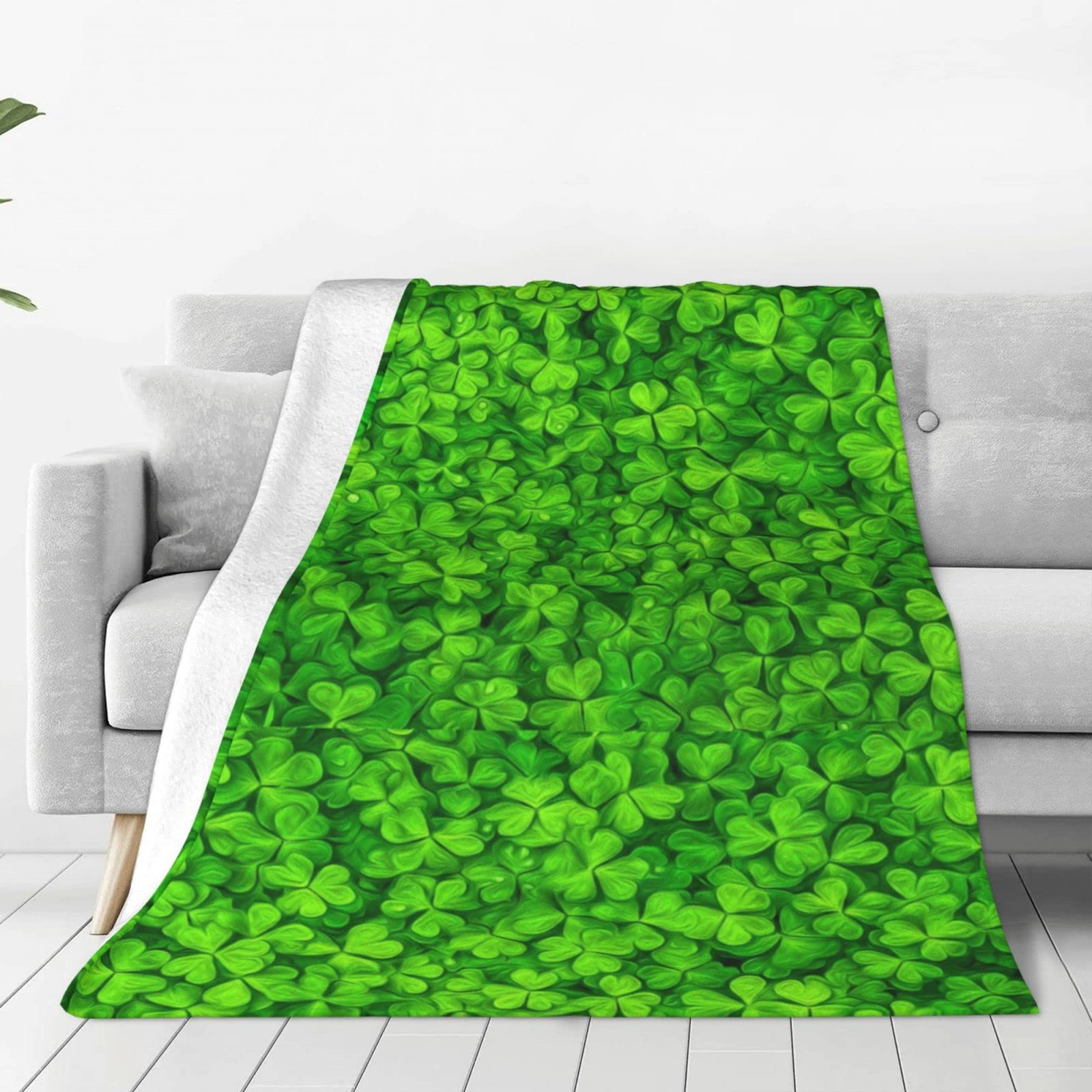 Lsjuee Throw Blanket Irish St. Patrick's Day Warm Cozy Soft Lightweight Flannel Fleece Blanket for Bedroom Sofa Room Home Decorative Fuzzy Blanket 50"x40"