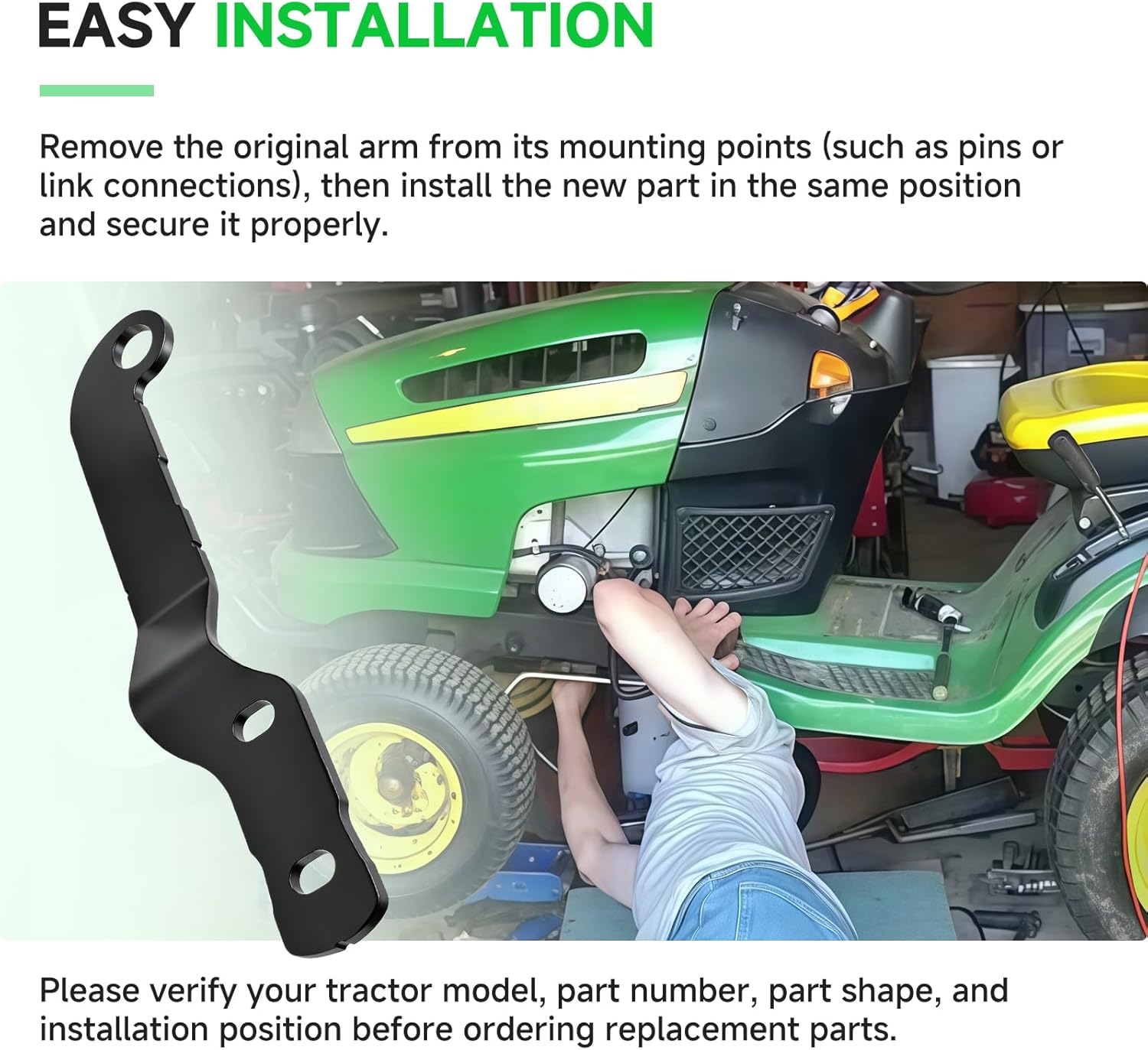 M153358 Deck Lift Arm Compatible with John Deere GT225 GT235 GT245 GX255 LX255 LX266 LX277 LX280 LX288 Lawn Tractor Parts, Replacement M138849 Right Side Mower Deck Towing Arm