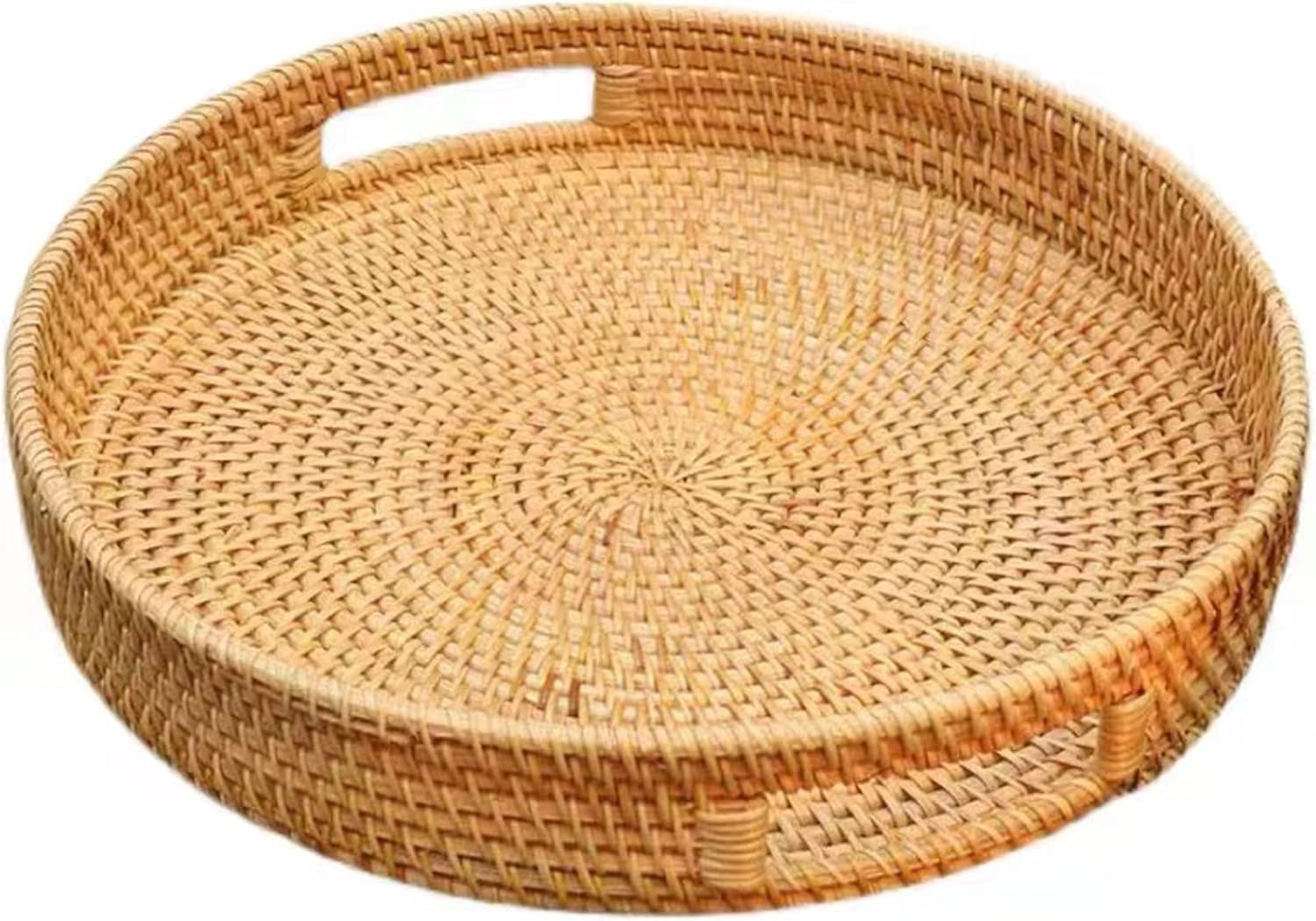 Round Rattan Tray,Round Wicker Tray for Coffee Table,Round