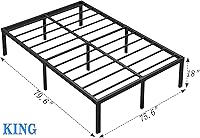 Vista 3 de Marco de cama de metal, marco de cama tamaño king con espacio de almacenamiento, base de colchón resistente y de trabajo pesado, fácil de montar,