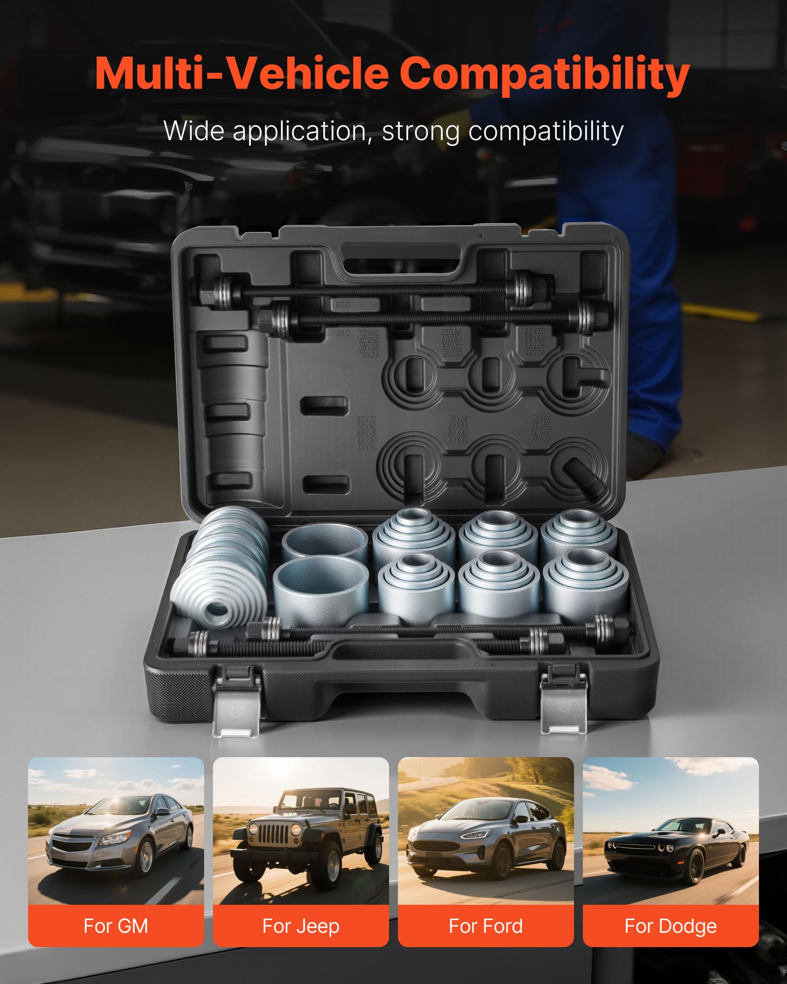 VEVOR Set di Estrattori per Boccole da 36 pezzi per Rimozione Installazione Boccole, Cuscinetti Guarnizioni con Custodia per Trasporto, Compatibile con Motori LCV e HGV