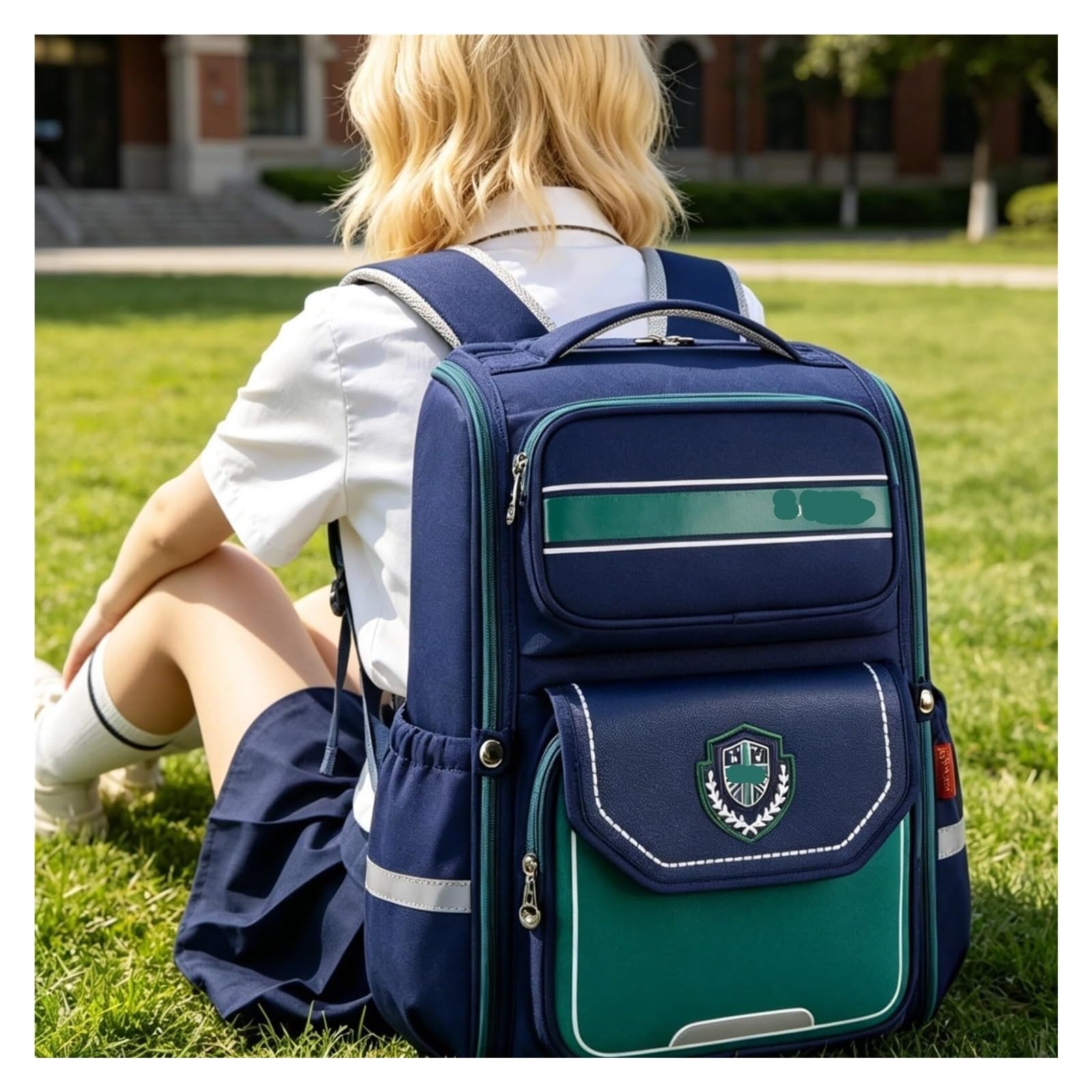 Mochila estética y duradera con detalles preppy y completa mochila