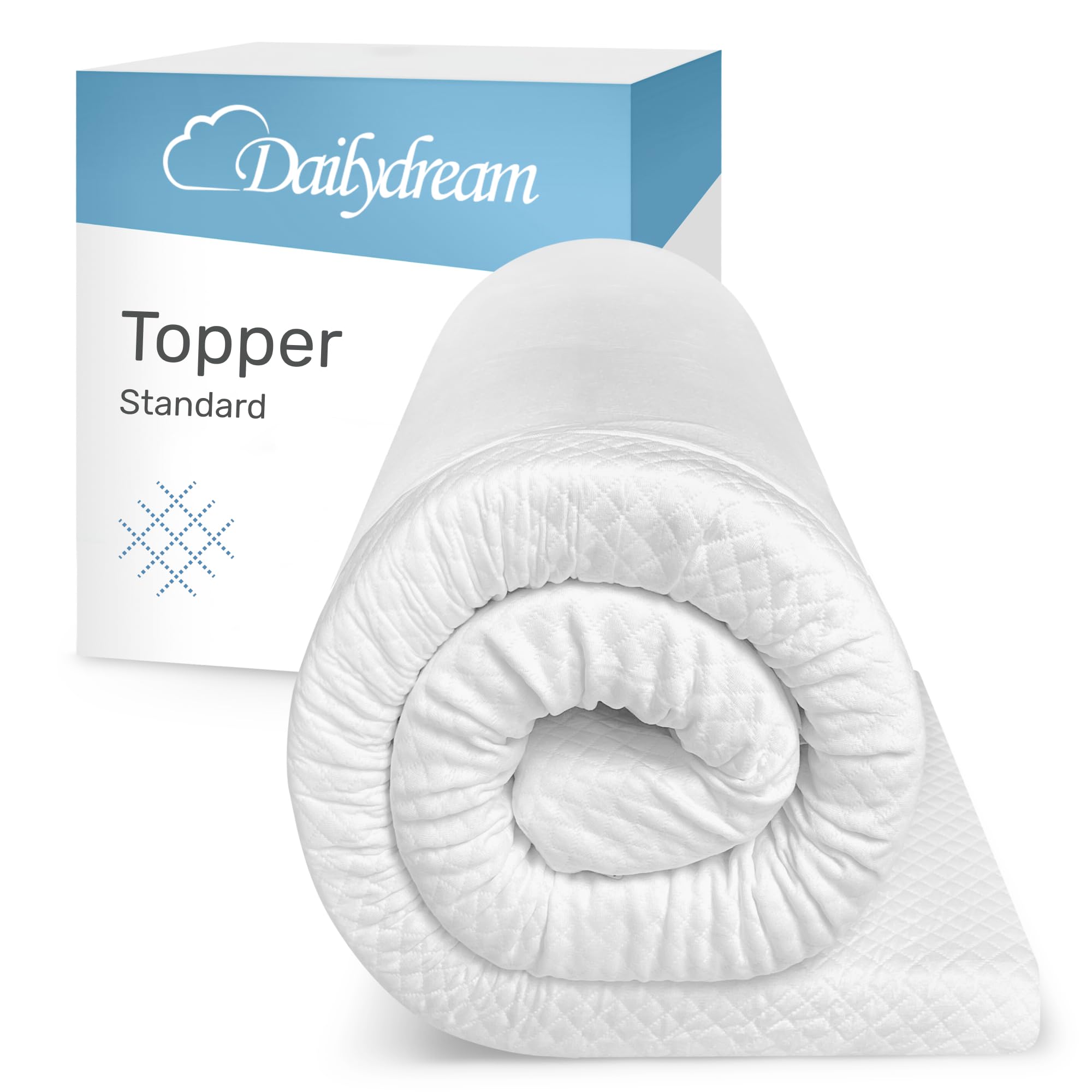 Dailydream viscoelastic mattress topper with memory foam effect, Edition Standard (Small Double, 4’ x 6’3” x 0'2"), Model M - 176 up to 220 lbs