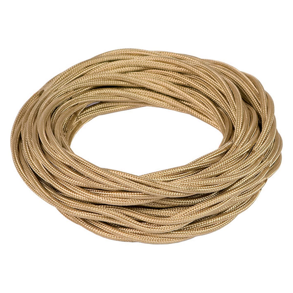 FANTON Câble électrique textile couleur or tresse soie 50 m 3G0,75 fil revêtu de tissu vintage style rétro pour lustres, appliques 93946-50