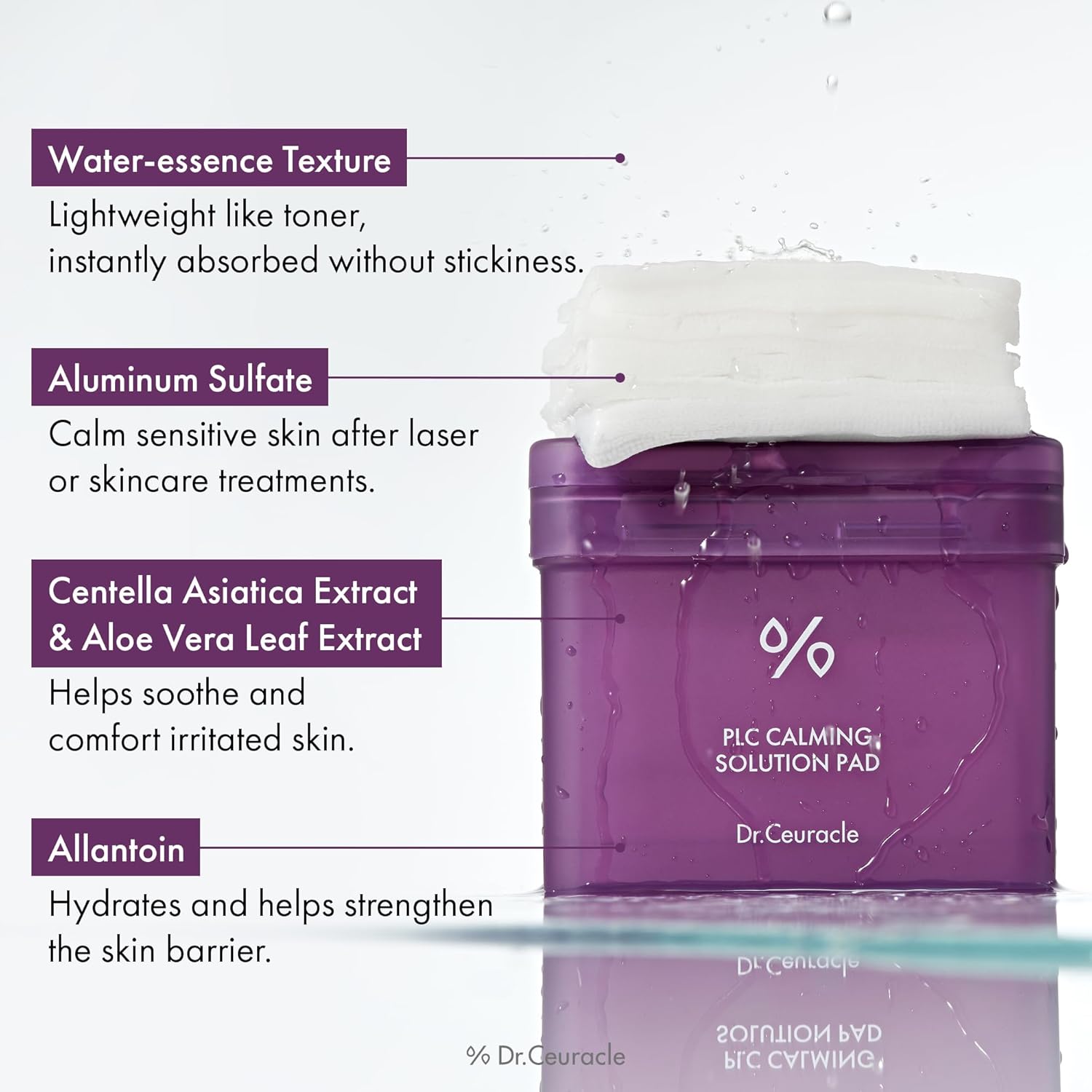 Dr.Ceuracle PLC Calming Solution Pad - Instant Calming and Soothing Toner Pad for Sensitive Skin, Korean Post Laser Skincare (130 Pads) - Image 6