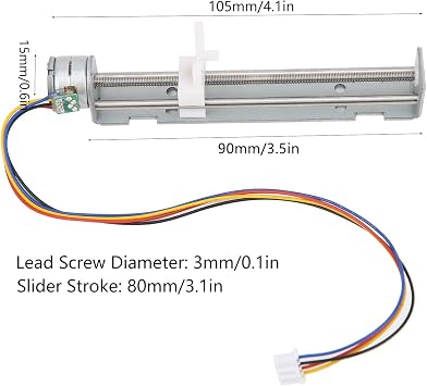 Stepper Motor,80mm 2Phase 4Wire Stepper Motor Linear Stroke with Slider,Linear Actuator Kit 18 Degree Lead Screw Worm Drive Stepper Motor for Small Laser Engraving Machine