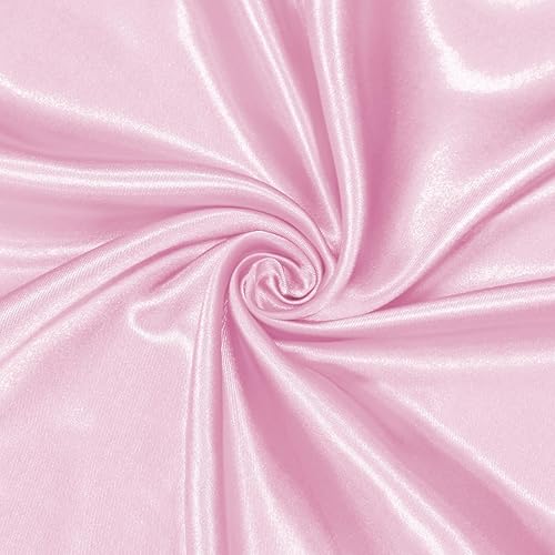 Vista 28 de Homiest Light Pink Satin Fabric by The Yard, 3 Yards x 58 Inch Charmeuse Satin Fabric Silky & Shiny Cloth Fabric, Smooth Bridal Satin Fabric for