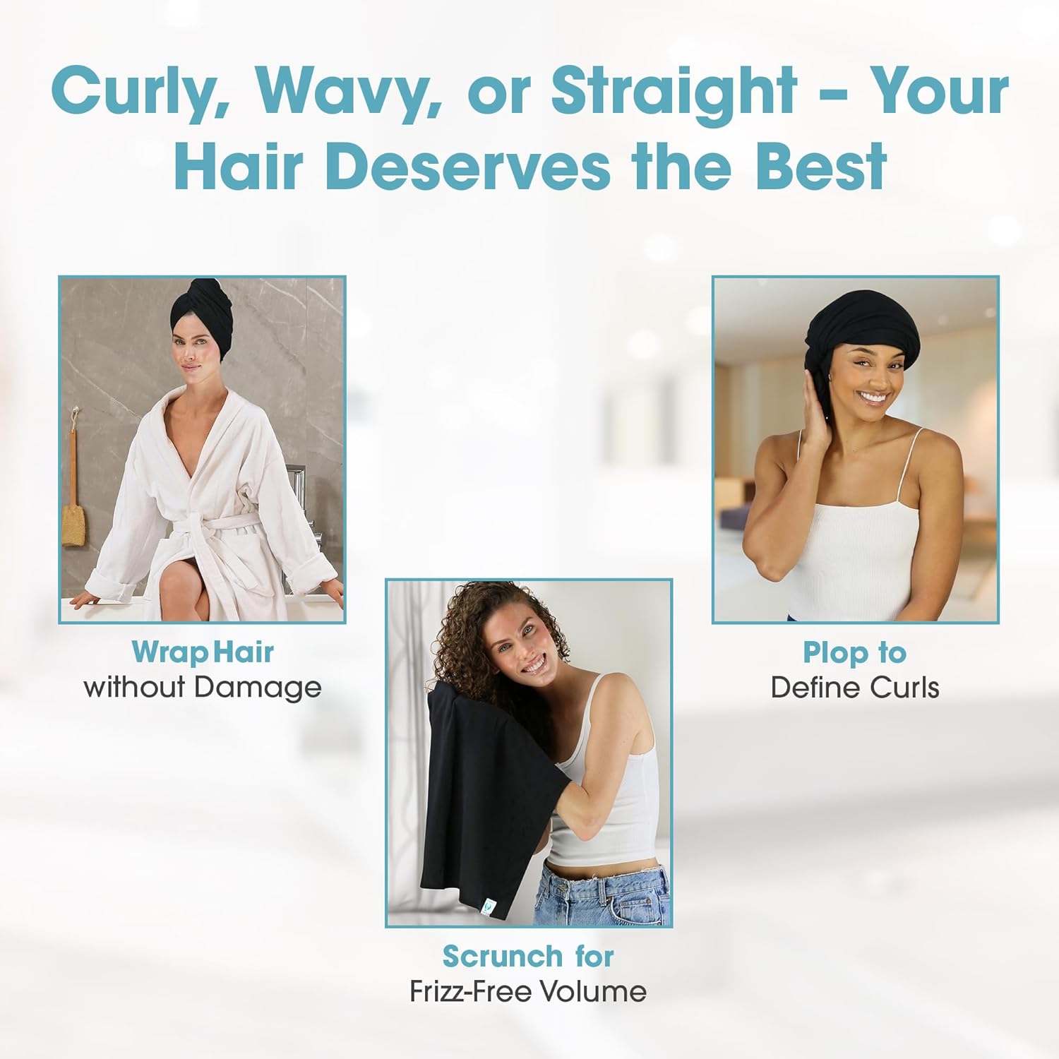 Hair RePear The Ultimate Hair Towel – Generous 29" x 45" Cotton Hair Towel for Long Thick Hair, Anti-Frizz Microfiber Alternative, Reduces Breakage, Gentle Fast Drying, No-Slip Fit