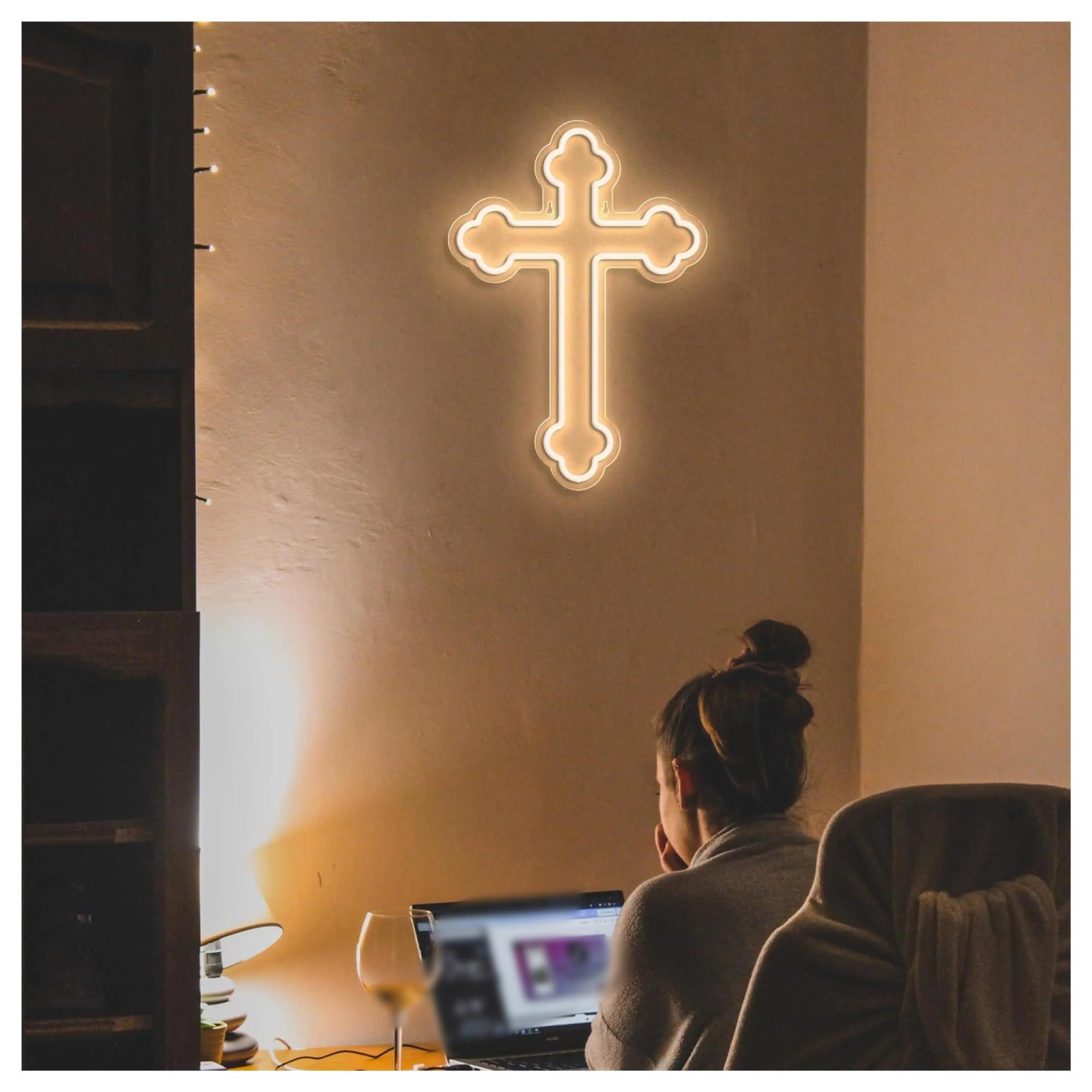 Scritta luminosa Croce Al Neon, Adatta Per La Famiglia, La Camera Da Letto, La Decorazione Murale Per Feste Di Matrimonio, Capodanno E Feste Di Compleanno 40x28cm