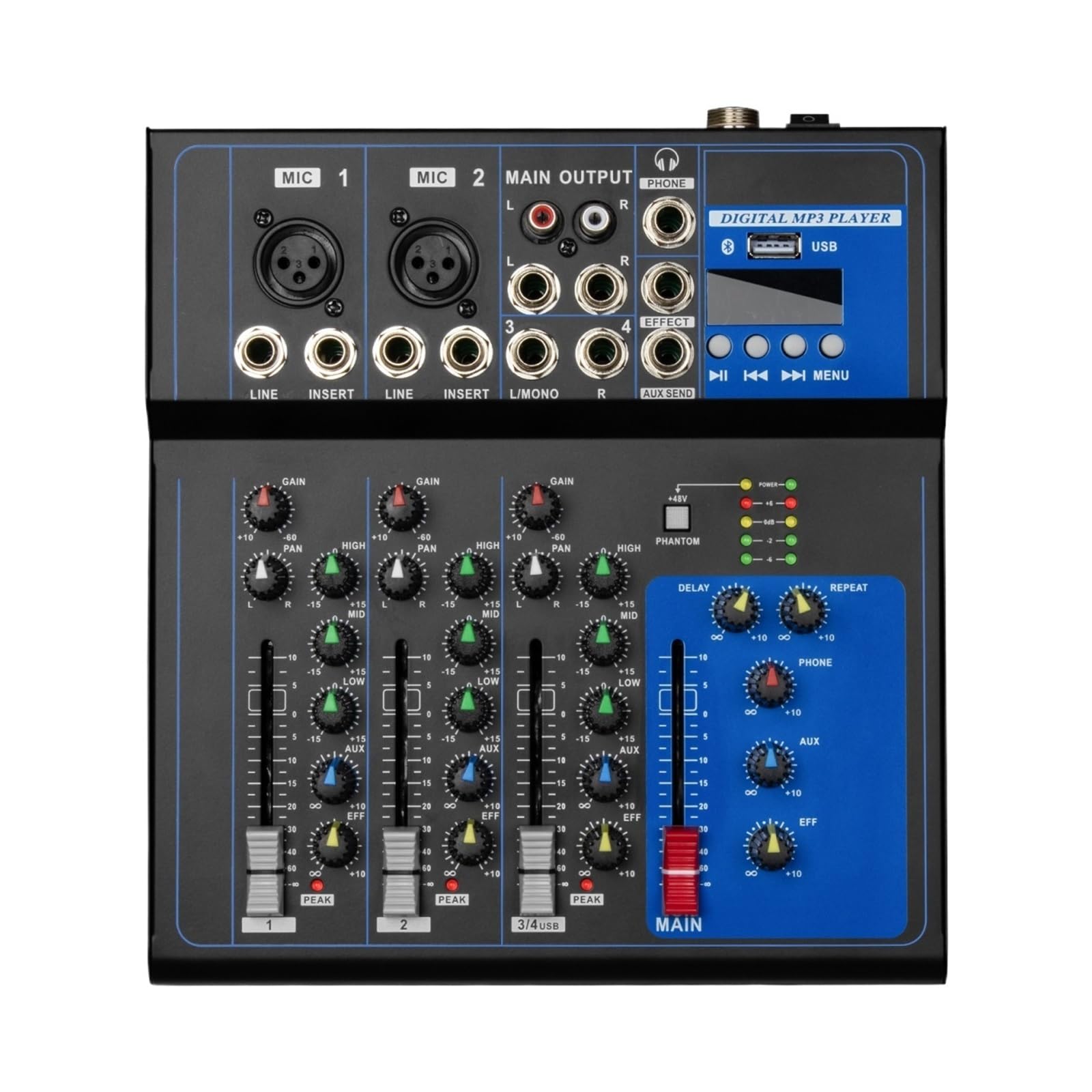 Profesjonalny Mikser Audio Z 4 Kanałami, Przenośna Konsola Miksująca Dla DJ-ów Interfejsem USB Do Występów