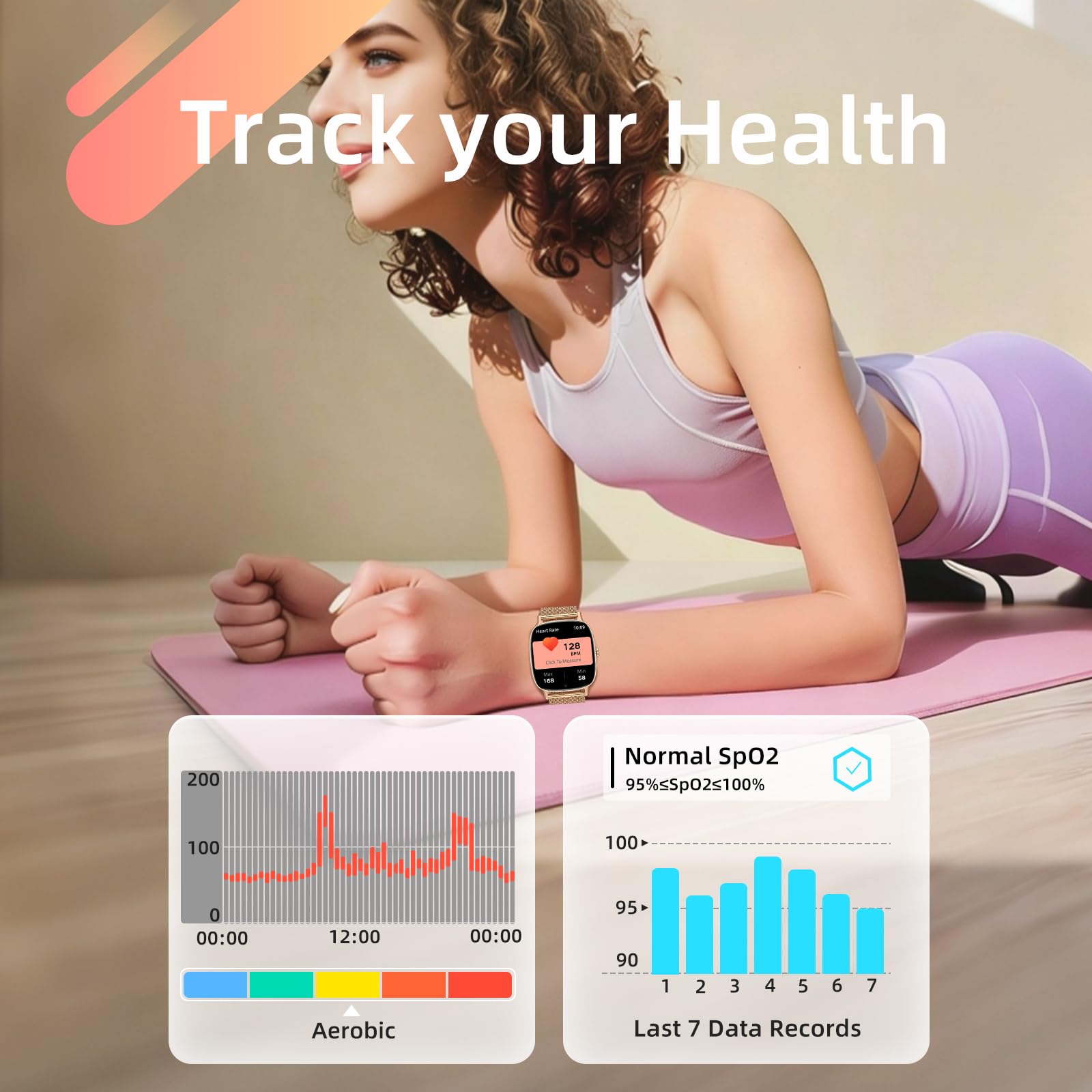 Smartwatch Donna,2 Cinturini,Risposta/Effettuazione Chiamate,Schermo Ultra Nitido1.85'' HD,Fitness Tracker Frequenza Cardiaca/Sonno/SpO2,Compatibile IOS/Android,120+Modalità Sportive,IP68 Dorato