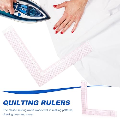 Miniatura 5 de Ciieeo 2 reglas de costura de plástico reglas curvas cuadradas medida de costura reglas de medida herramienta de manualidades para patrón de ropa