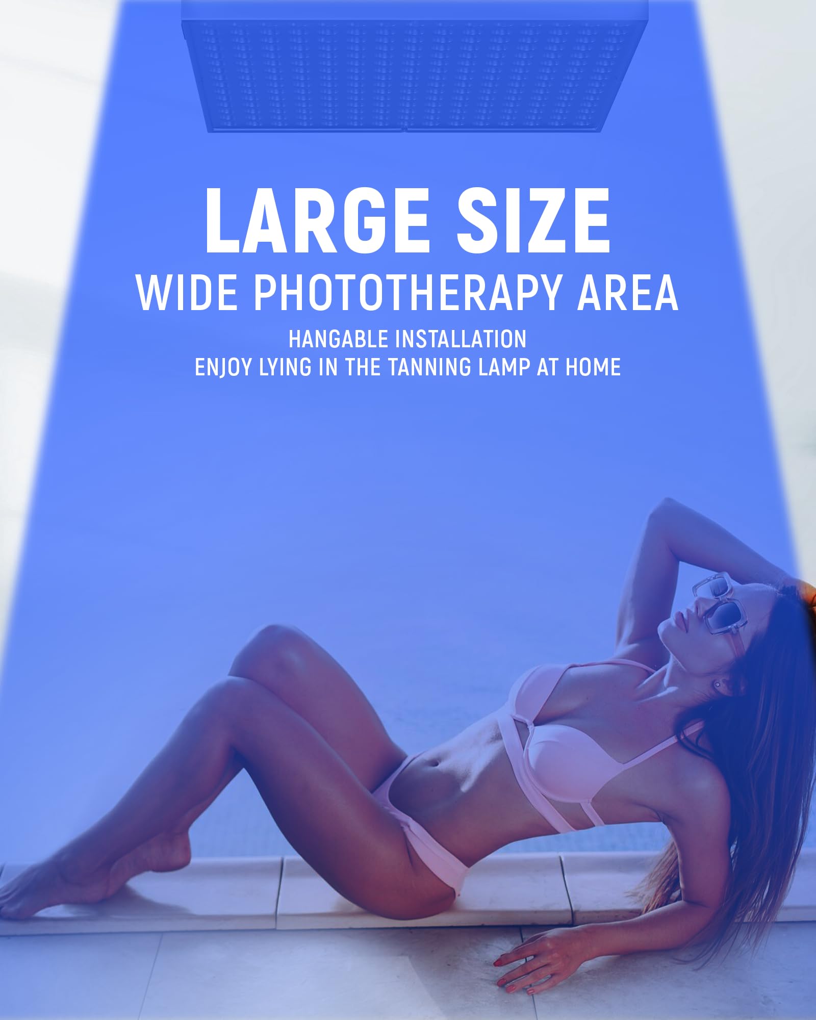Luz bronceadora Solarium, 48 W Solarium portátil para el hogar, bronceado facial, luz diurna, soporte ajustable plegable y gancho para colgar con 225 LED para cara y cuerpo
