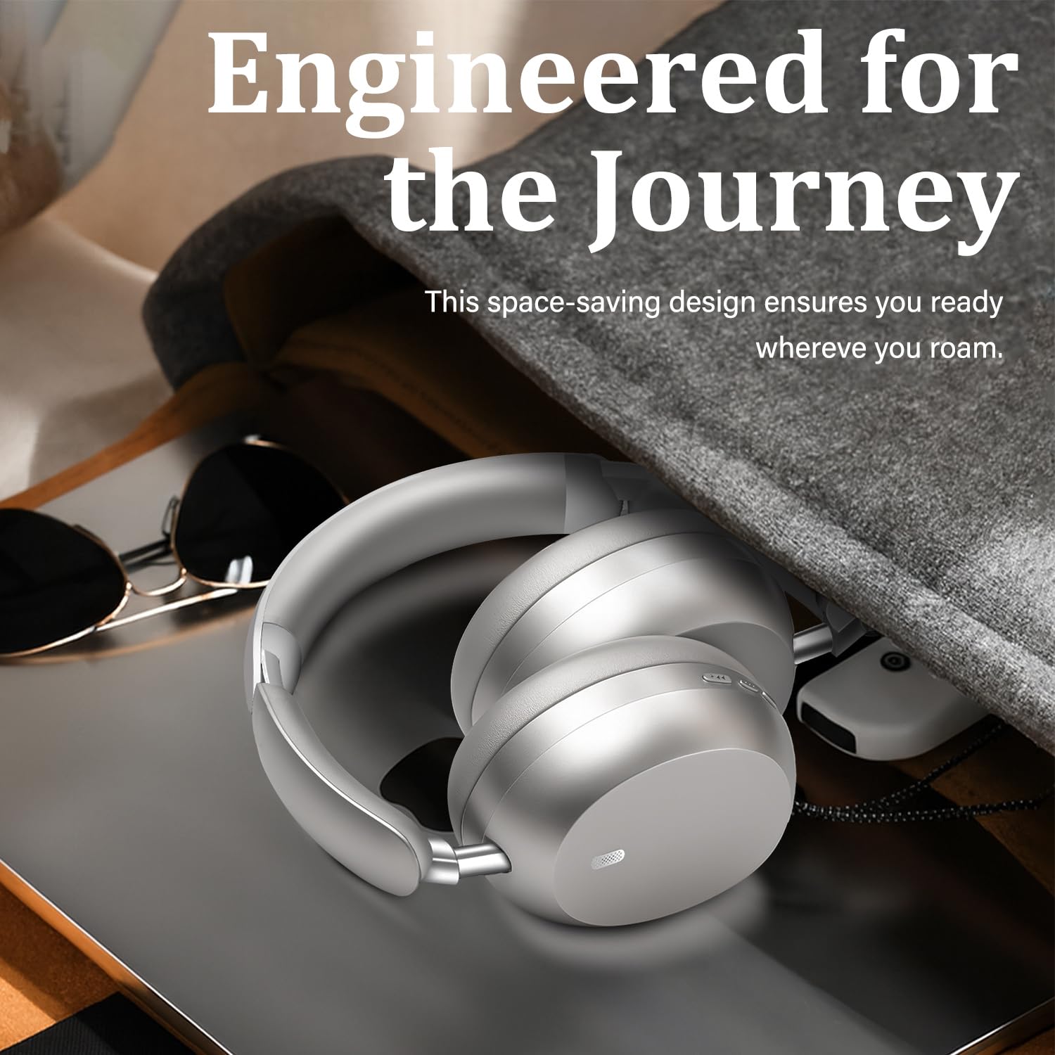 Wentronic Y04 - Cuffie over-ear wireless Bluetooth 5.3 con cancellazione attiva del rumore e suono ad alta risoluzione, 48 ore di riproduzione, morbidi padiglioni auricolari - viaggi, ufficio e casa