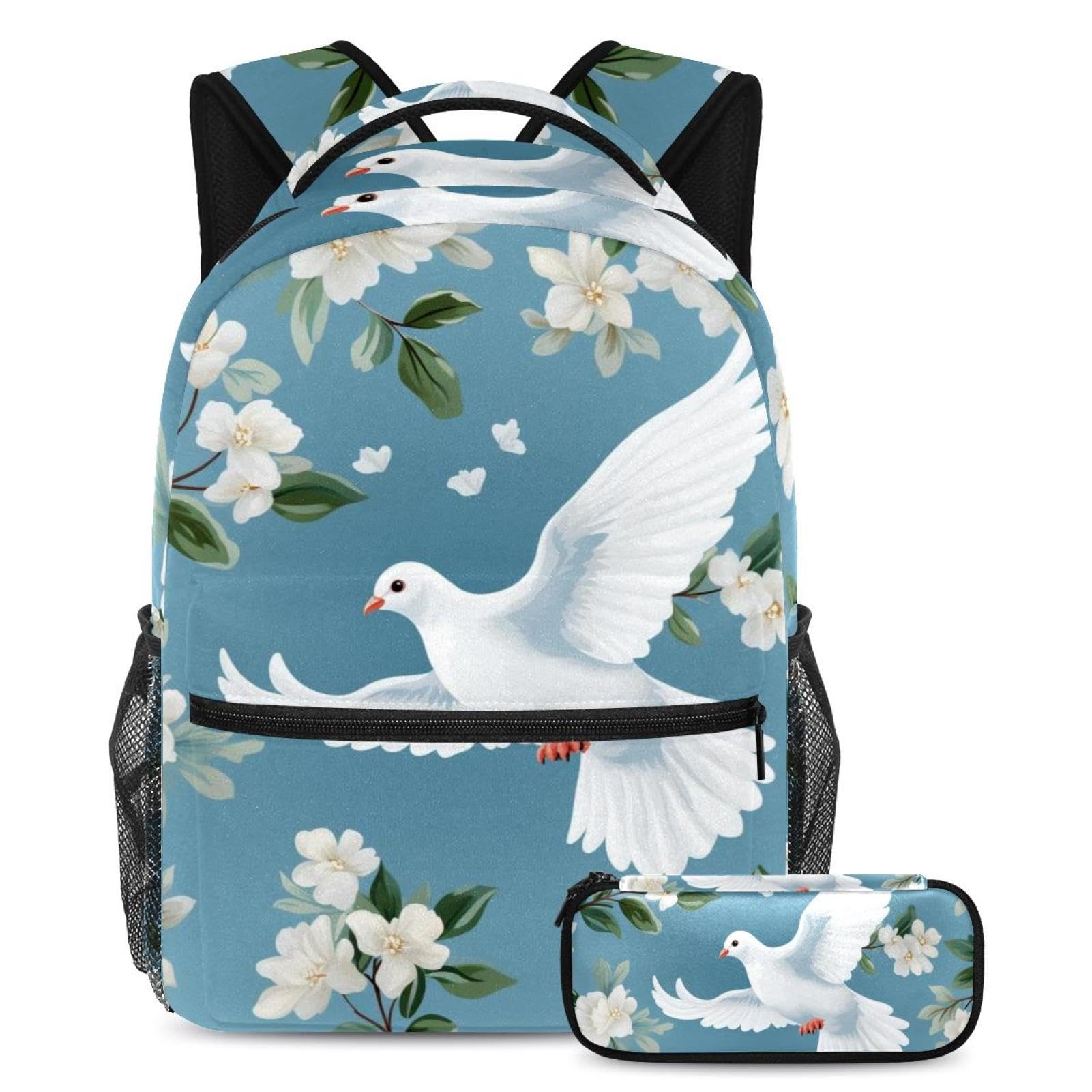 Sac à dos polyvalent blanc colombe grand format esthétique 2 pièces