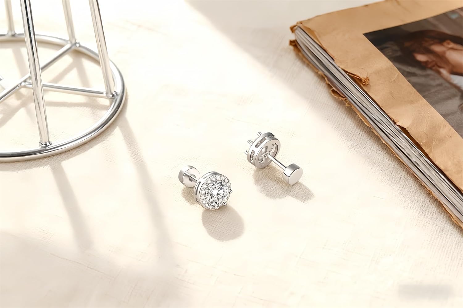 Hypoallergenic Titanium Earrings for Sensitive Ears,Implant Grade Titanium Cubic Zirconia Stud Earrings for Girls Women - Image 6