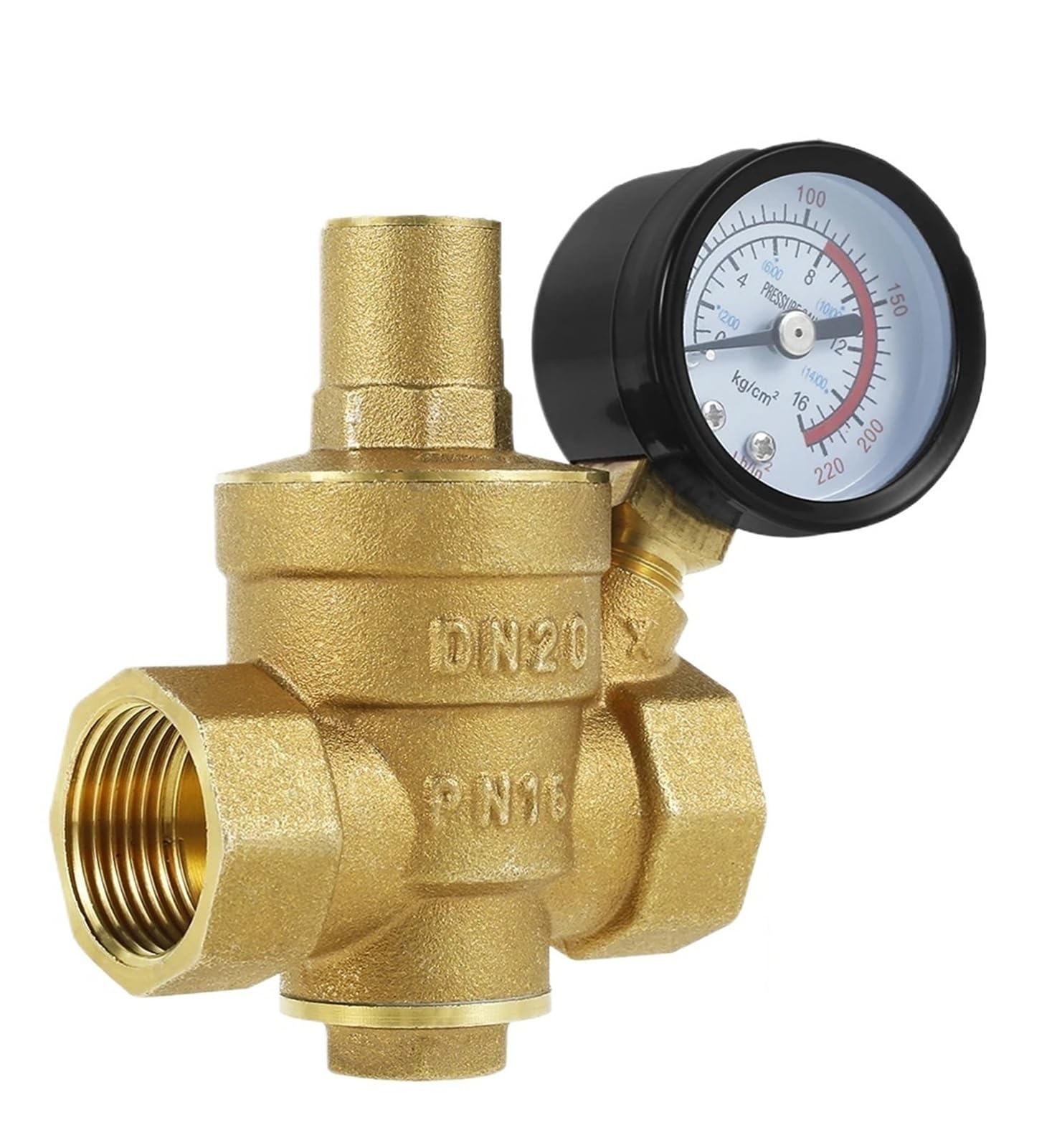Water Pressure Reducer 3/4inch Brass Water Pressure Regulator Valve 1/2inch DN15 Adjustable Pressure Reducer with Pressure