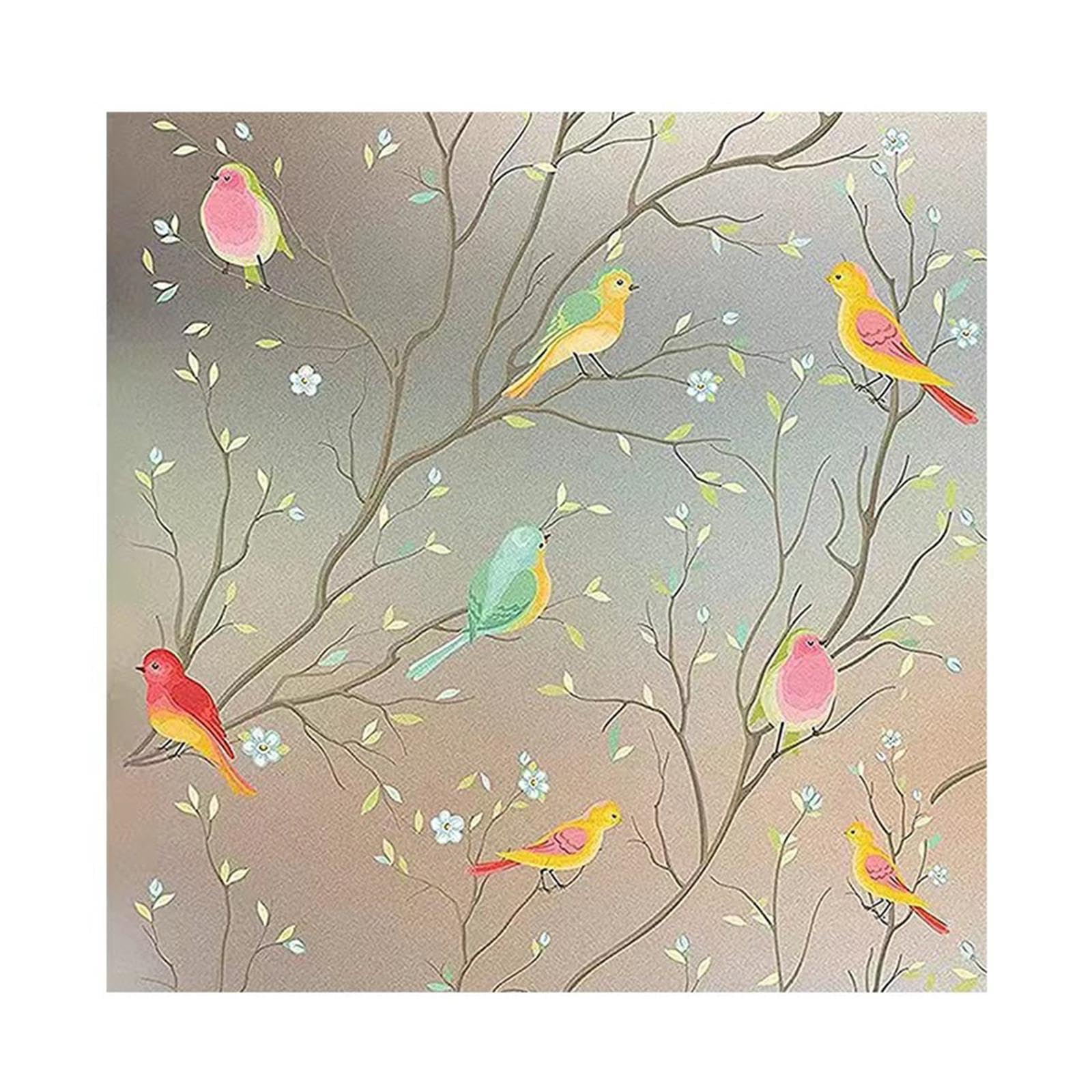 Zambuph Colorful Bird Privacy Window Film Stunning Bird Cling Stickers
