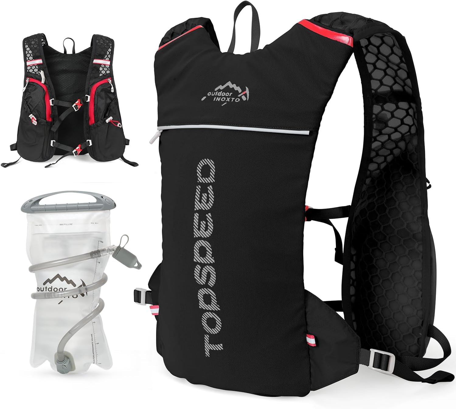 INOXTO Running Hydration Vest Backpack,Lightweight Insulated Pack with 1.5L Water Bladder Bag Daypack for Trail Hiking Running Cycling Race Marathon for Women Men