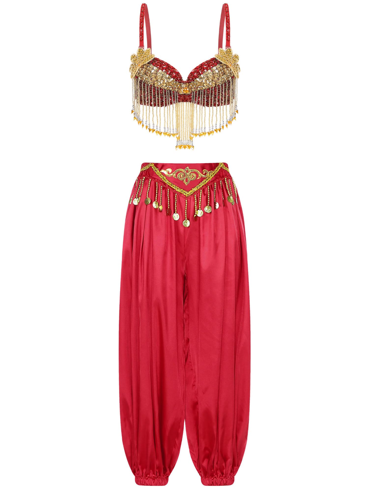 CHICTRY Costume Danse Orientale Femme Soutien-Gorge Rembourré Danse du Ventre Pantalon Bloomer