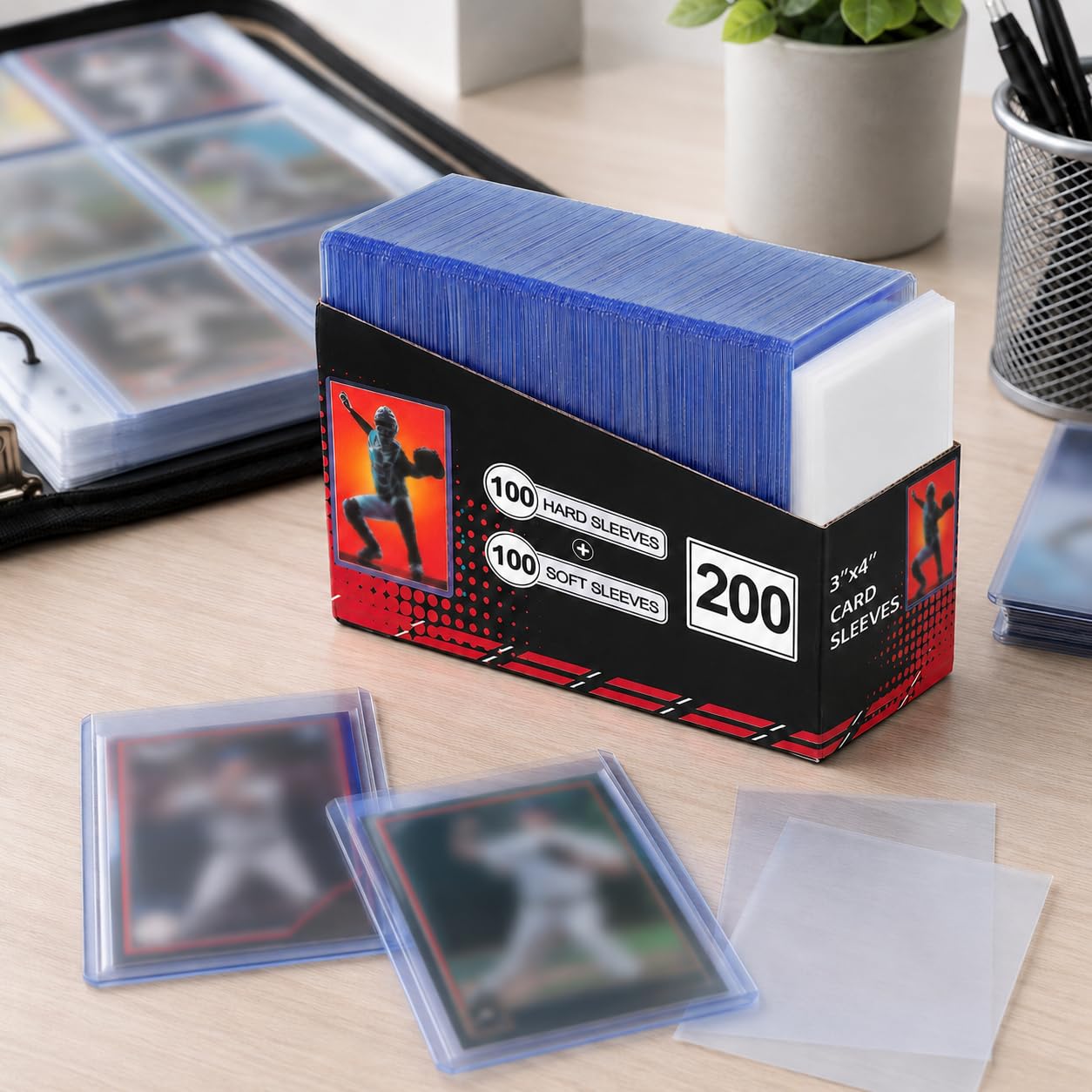 400 Kartenhüllen, Top-Loads für Karten, Toploads für Karten, 7,6 x 10,2 cm, Baseball-Kartenschutz, Hartplastik-Kartenhalter für den Handel mit Sport, Fußball, Spielkarten (200 harte Hüllen + 200