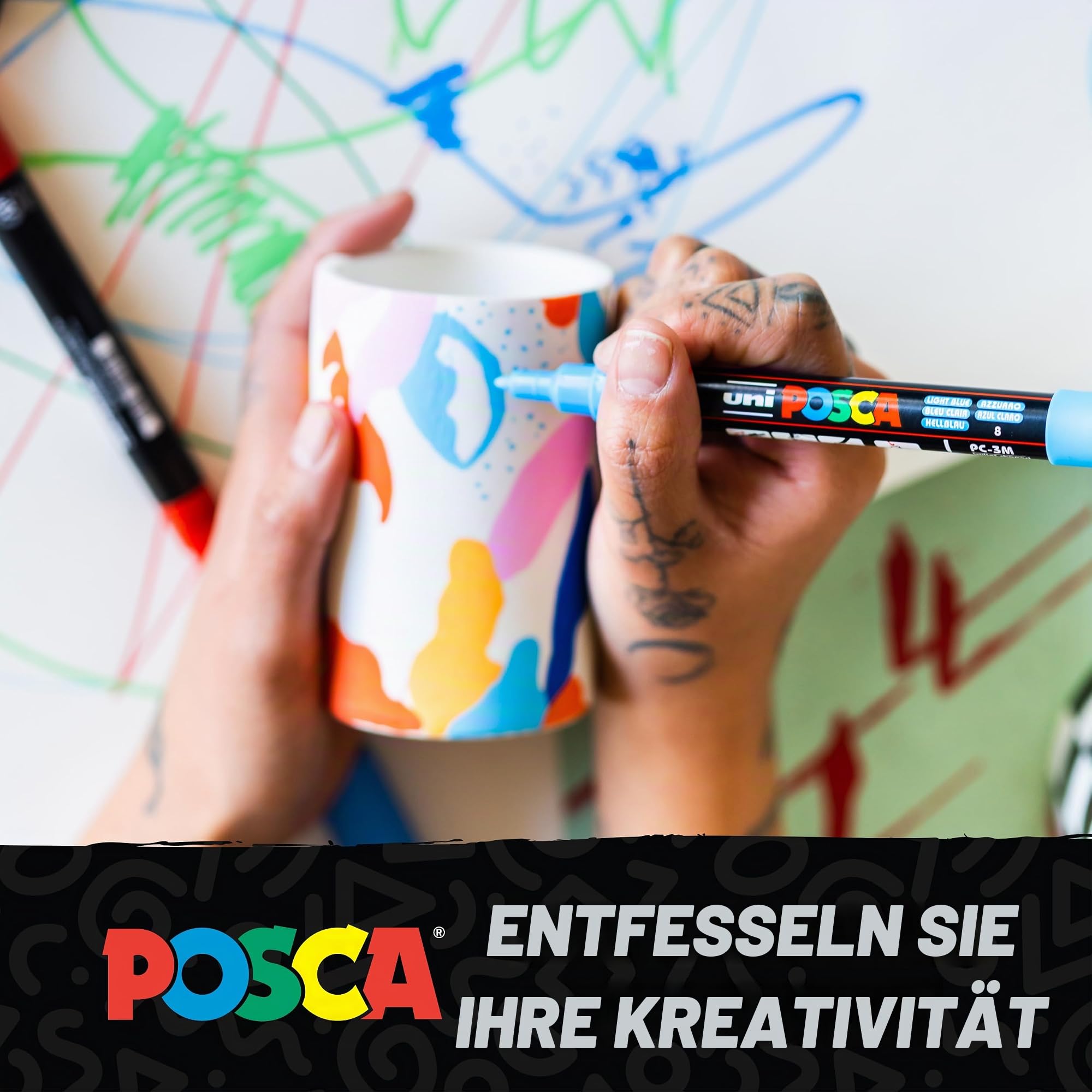 POSCA - Acrylmarker Set PC-3M 16 Grundfarben | Marker mit 0,9-1,3 mm Rundspitze für nahezu alle Oberflächen