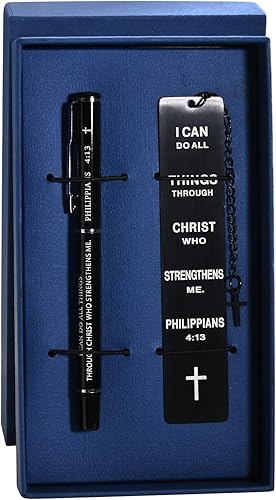 Regalos cristianos para mujeres y hombres, marcapáginas de metal religioso, juego de bolígrafos de gel negro, compañeros de trabajo, profesores,