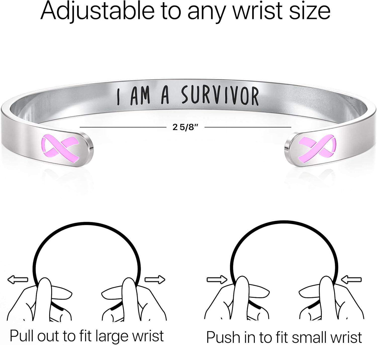 Happy Kisses Cancer Awareness Bracelet - Ribbon, “Funk Cancer” & I Am Survivor - Gift for Women and Men - Image 5