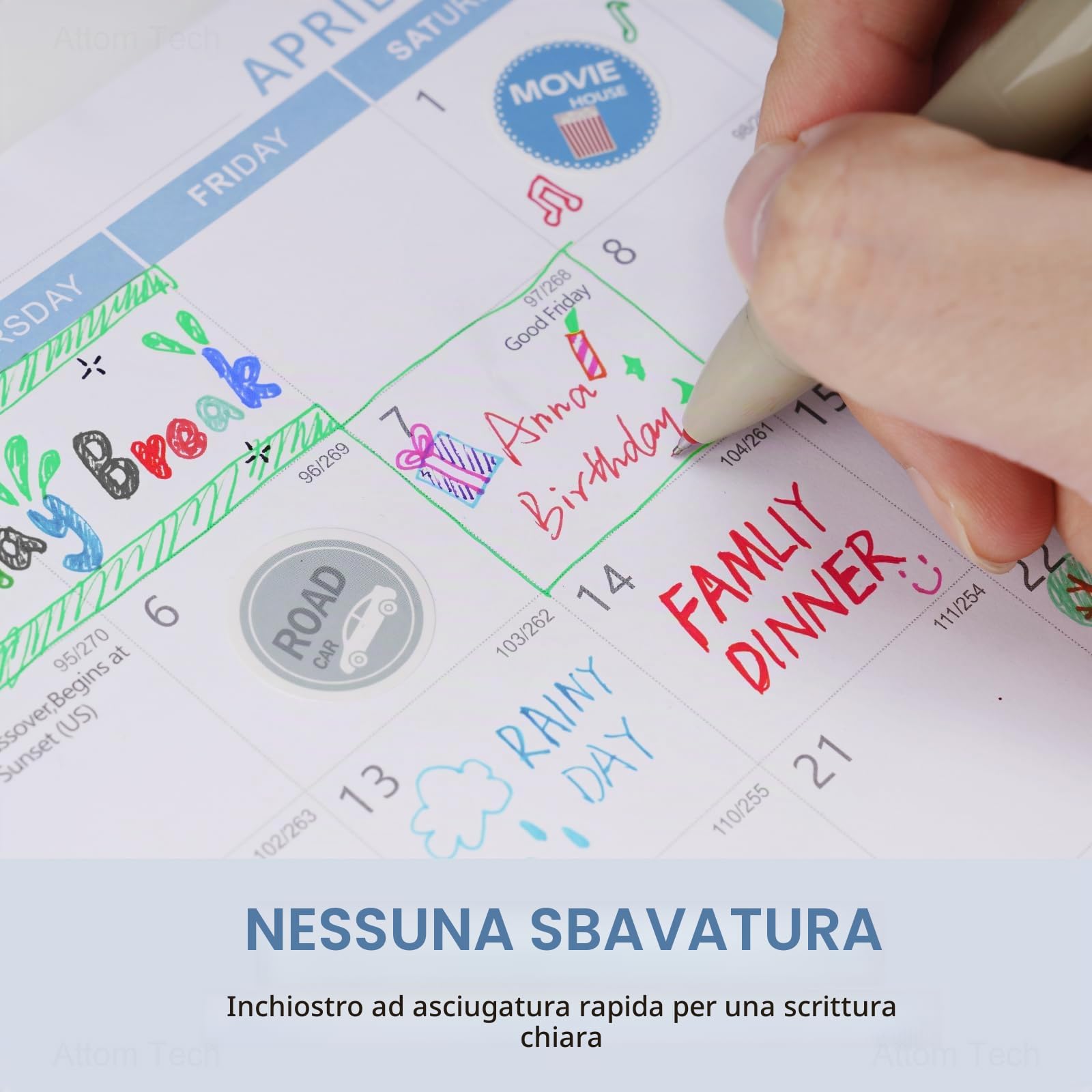 NiArt Morandi - Penne gel 4 in 1 multicolore, retrattili, punta fine da 0,5 mm, confezione da 6 pezzi, senza sbavature, ad asciugatura rapida, ideali per prendere appunti, scrivere, scrivere e