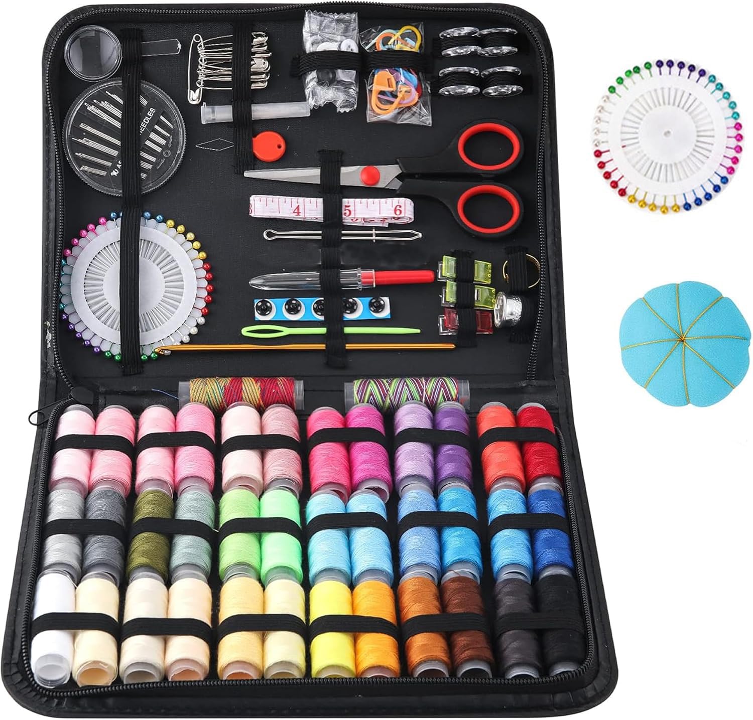 Kit de costura para adultos, kit de aguja e hilo con suministros básicos de costura y accesorios para viajes, reparaciones de emergencia, costura a mano, principiantes, principiantes